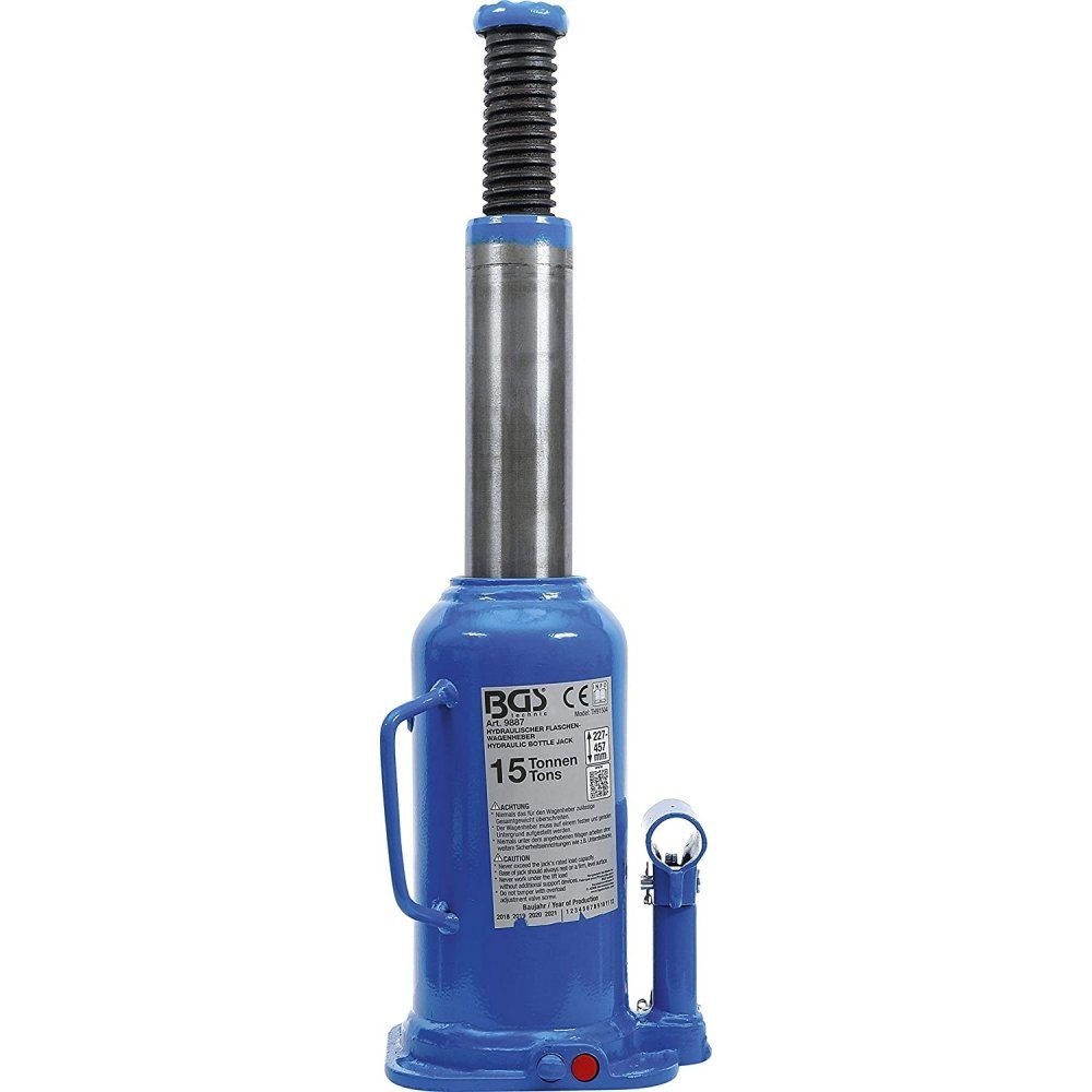 15 t BGS technic Hydraulikheber Hydraulischer - Flaschen-Wagenheber 9887 BGS blau technic -
