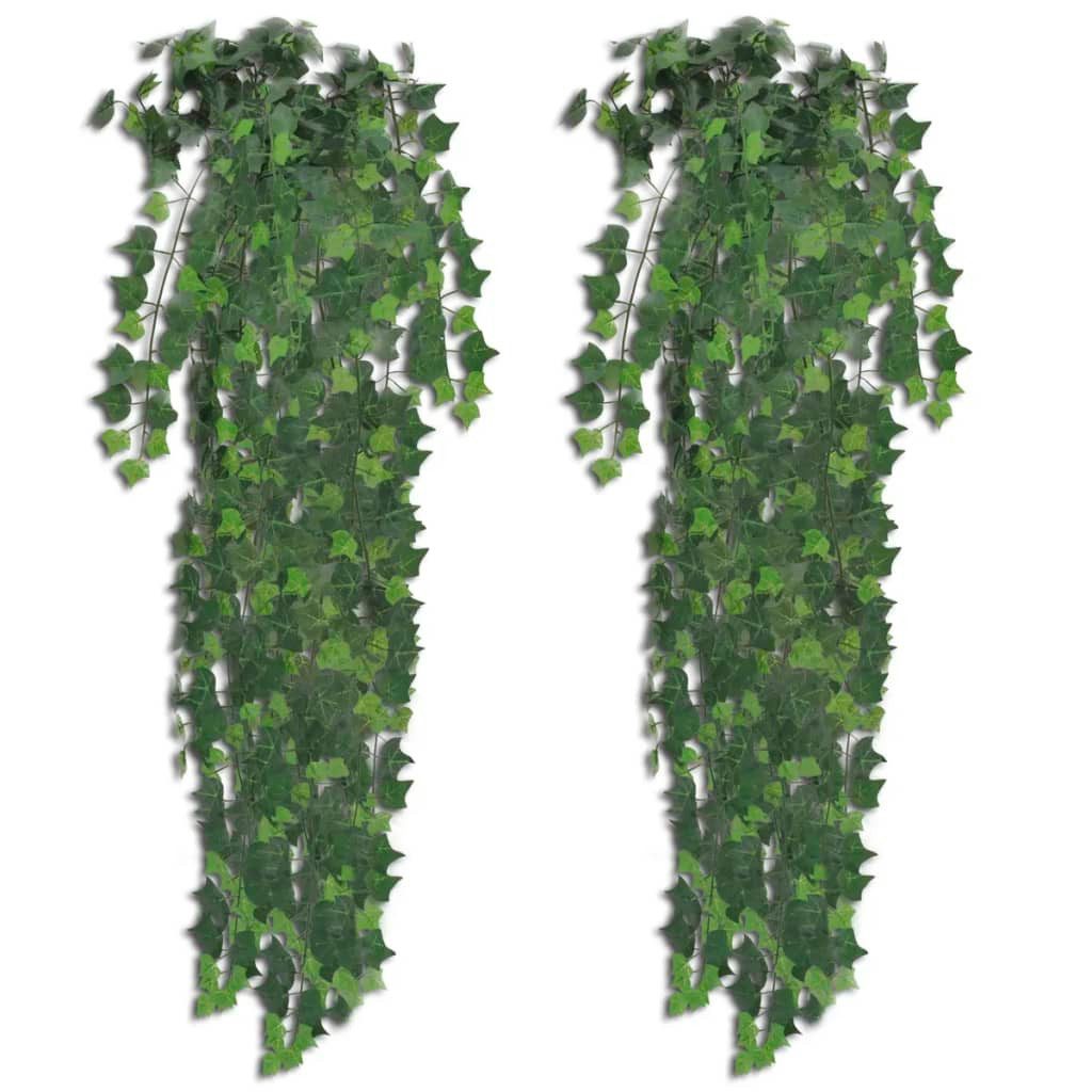 Künstliche Zimmerpflanze Künstlicher Efeu grün 90 cm 2 Stück Pflanze realistisch echt