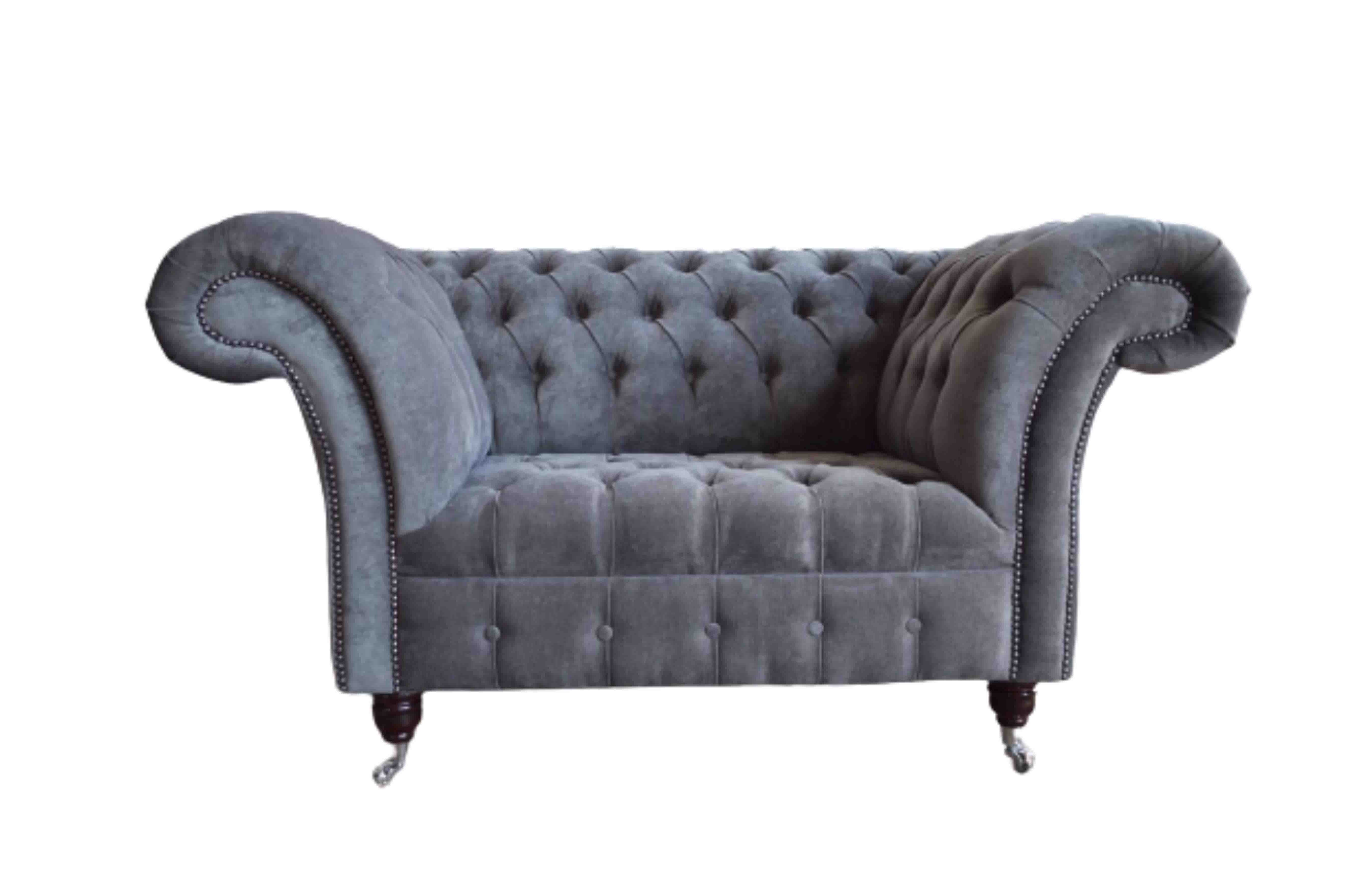 Xlmoebel Chesterfield-Sessel Chesterfield Sofa 1.5 Sitzer Polster Couch Grau Design (1-St), Made in Europa