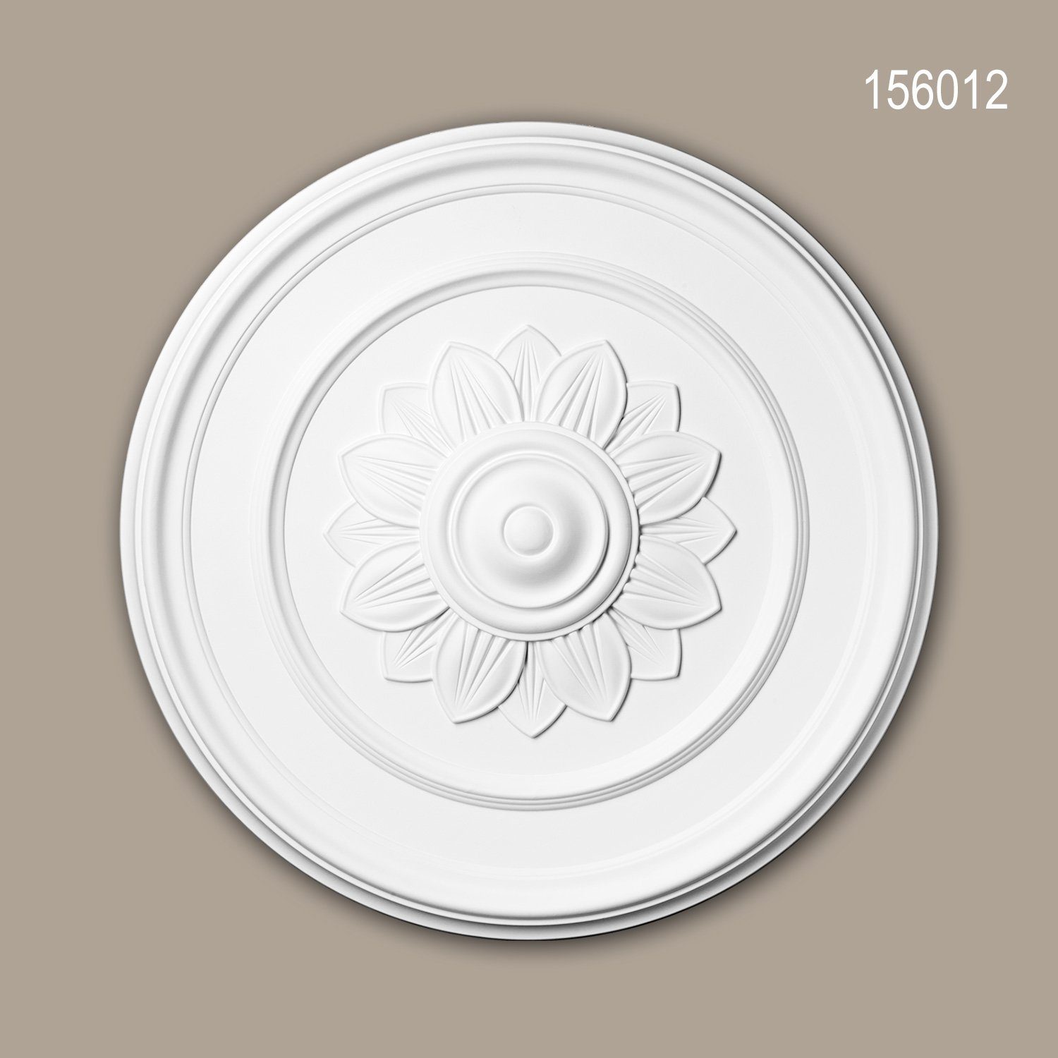 Profhome Decken-Rosette 156012 (Rosette, 1 St., Deckenrosette, Medallion, Stuckrosette, Deckenelement, Zierelement, Durchmesser 53,3 cm), weiß, vorgrundiert, Stil: Jugendstil