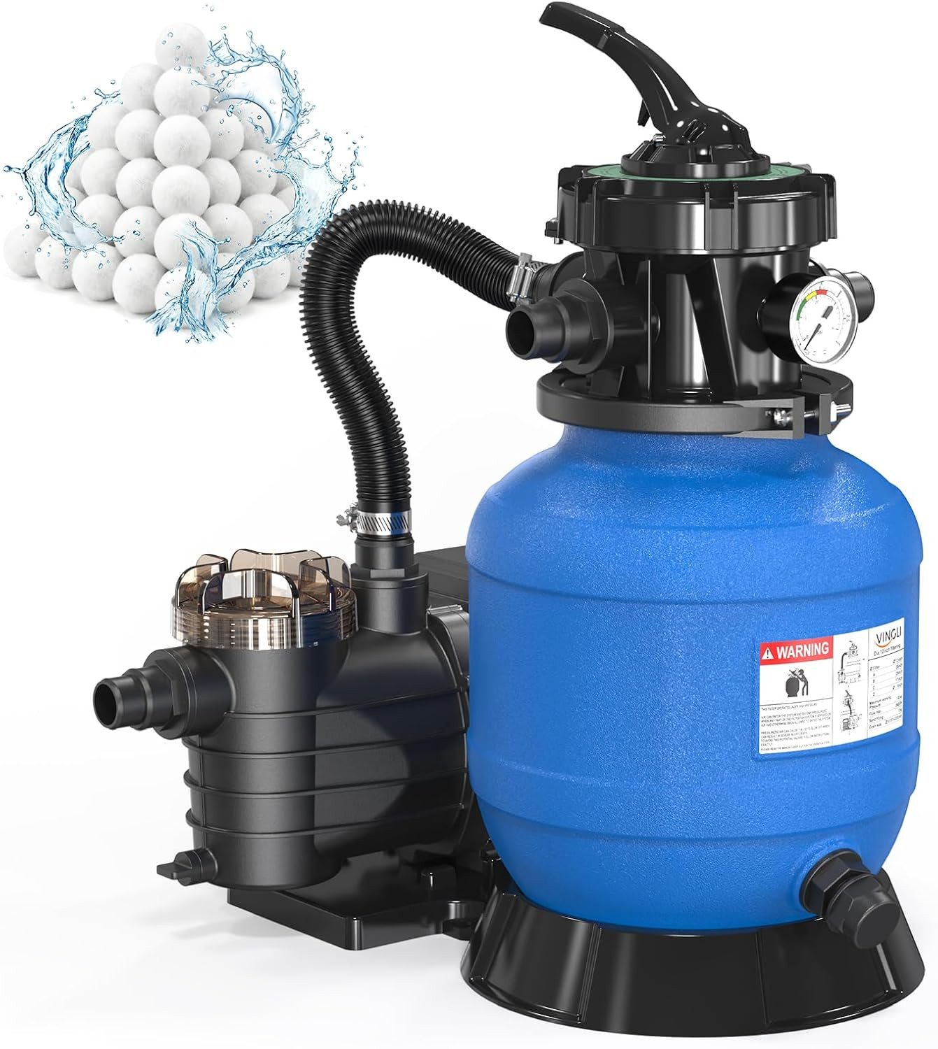 LALAHO Sandfilteranlage Sandfilteranlage Pool 7900 L/H inkl
