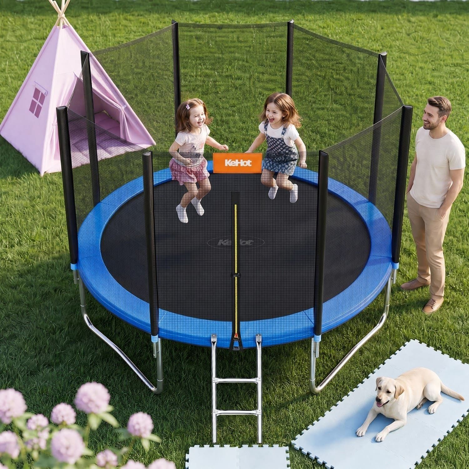 kehot Gartentrampolin Outdoor Kindertrampolin mit Sicherheitsnetz und hoher Stabilität, Ø 305 cm, Belastbar bis 150 kg für Spiel, Bewegung und Familienzeit