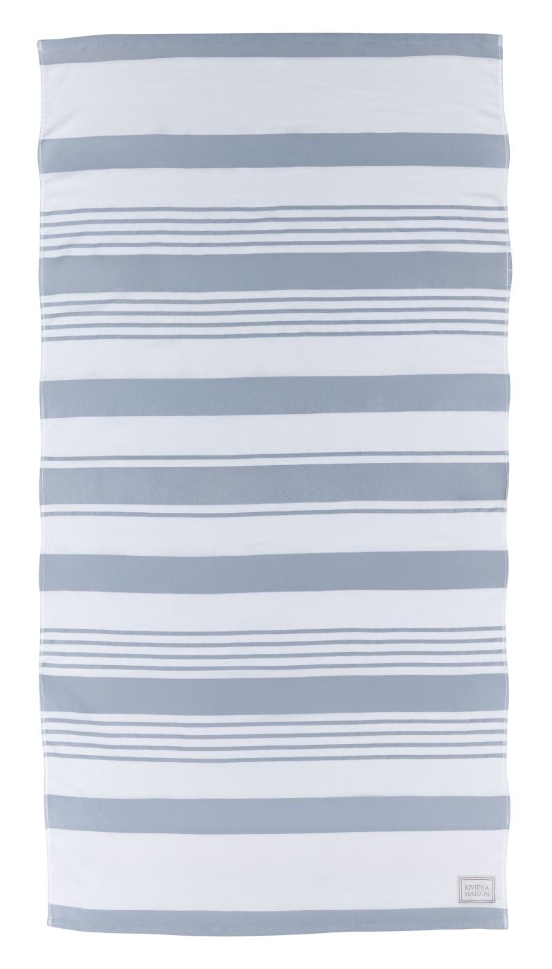Rivièra Maison Strandtuch Strandtuch RM Matteo Blue 90x180 Blau, (1-St), Sport, Strand & Badehandtuch Liegetuch Saunatuch