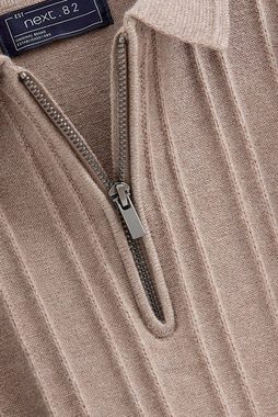 Next Polokragenpullover Poloshirt mit kurzen Ärmel und Reißverschluss (1-tlg)