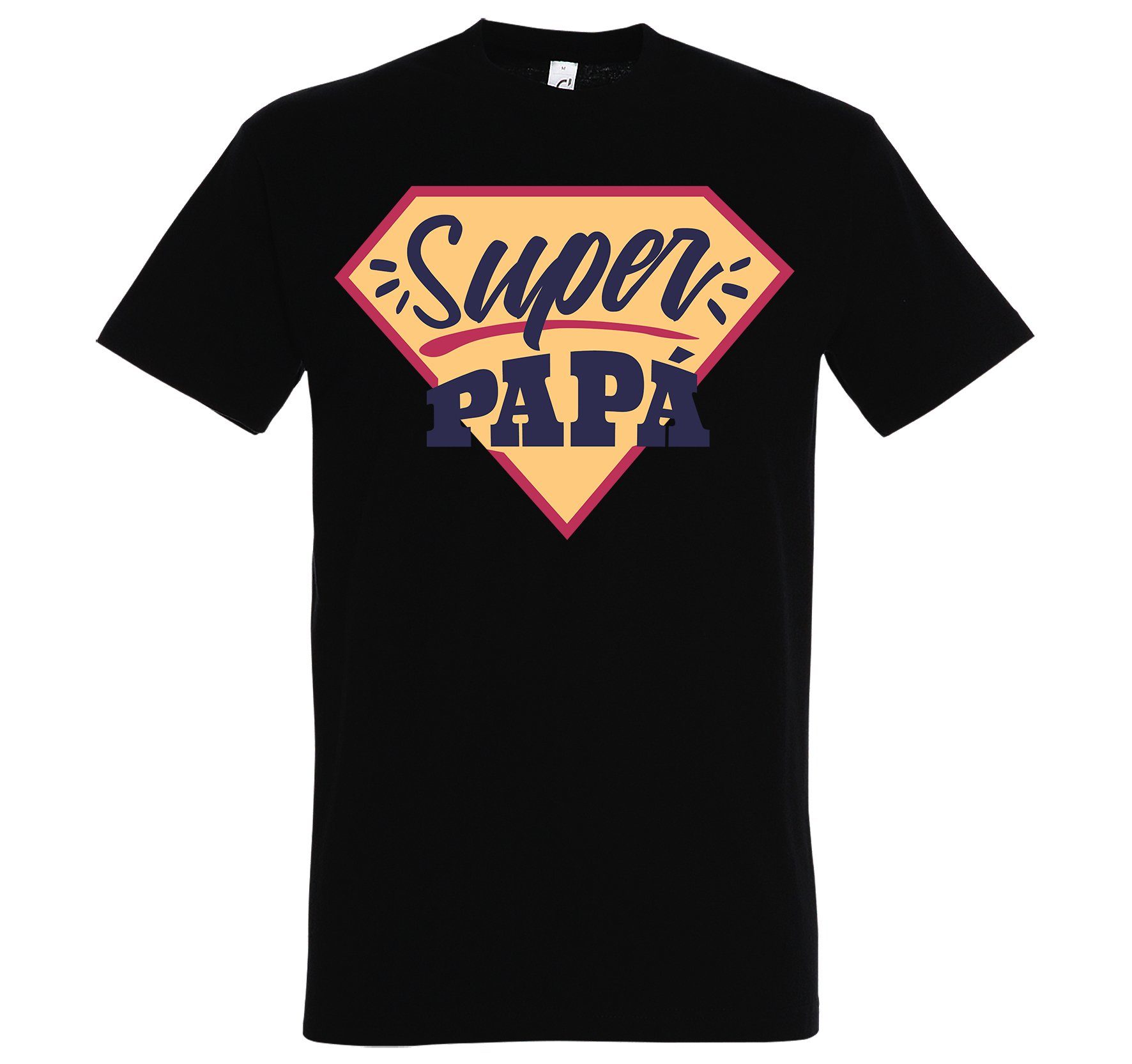 mit T-Shirt Youth lustigem Papa Shirt Schwarz Herren Frontprint Designz Super