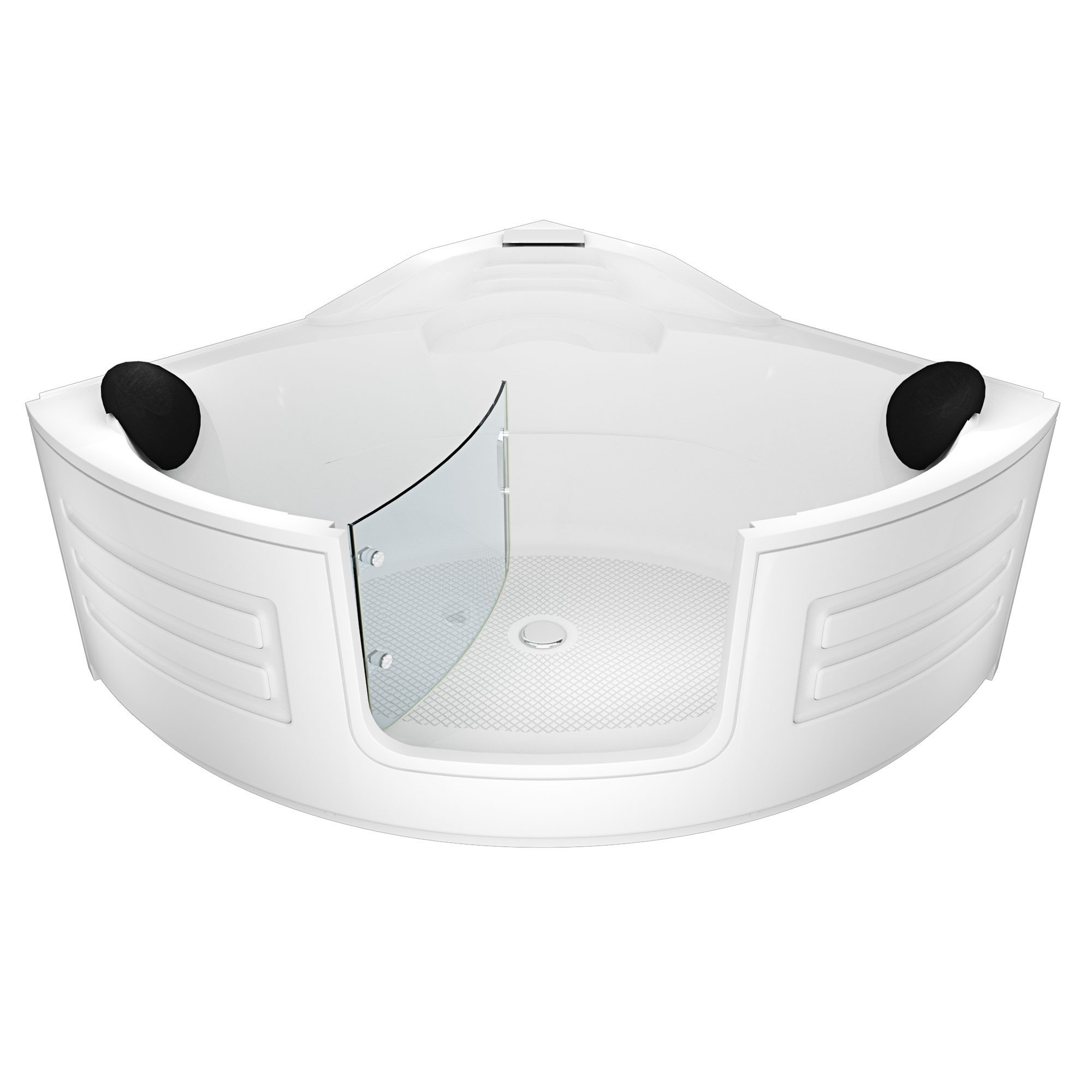 AcquaVapore Badewanne AcquaVapore Pool Badewanne Eckwanne Wanne S70-ALL 150x150cm mit Tür, (1-tlg), mit Ablaufgarnitur
