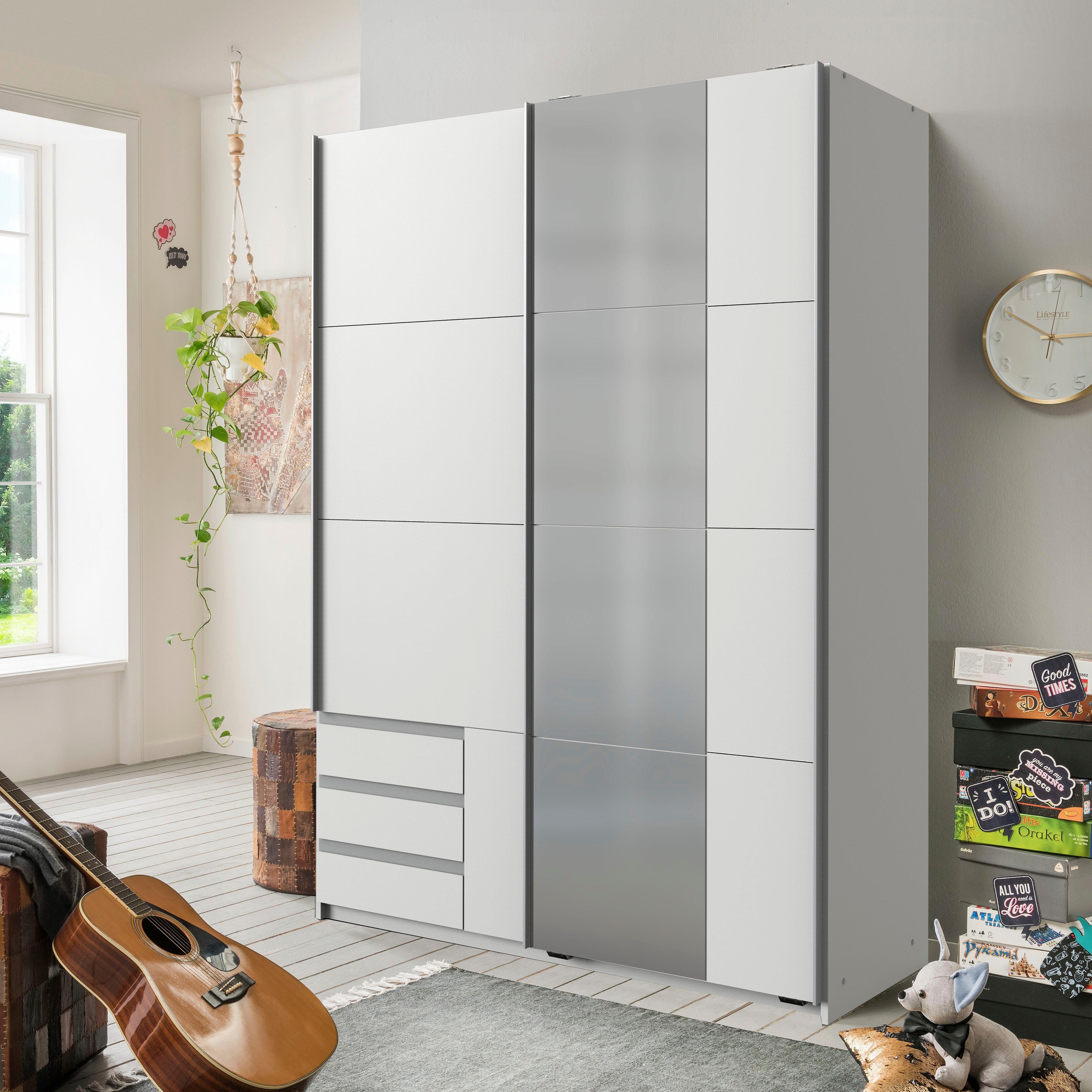 Wimex Schwebetürenschrank Emden moderner Kleiderschrank mit Spiegel und Sch günstig online kaufen