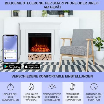 Klarstein Elektrokamin LasPilas Elektrokamin, elektrischer Kaminofen mit Heizung LED-Beleuchtung, Timer, Thermostat