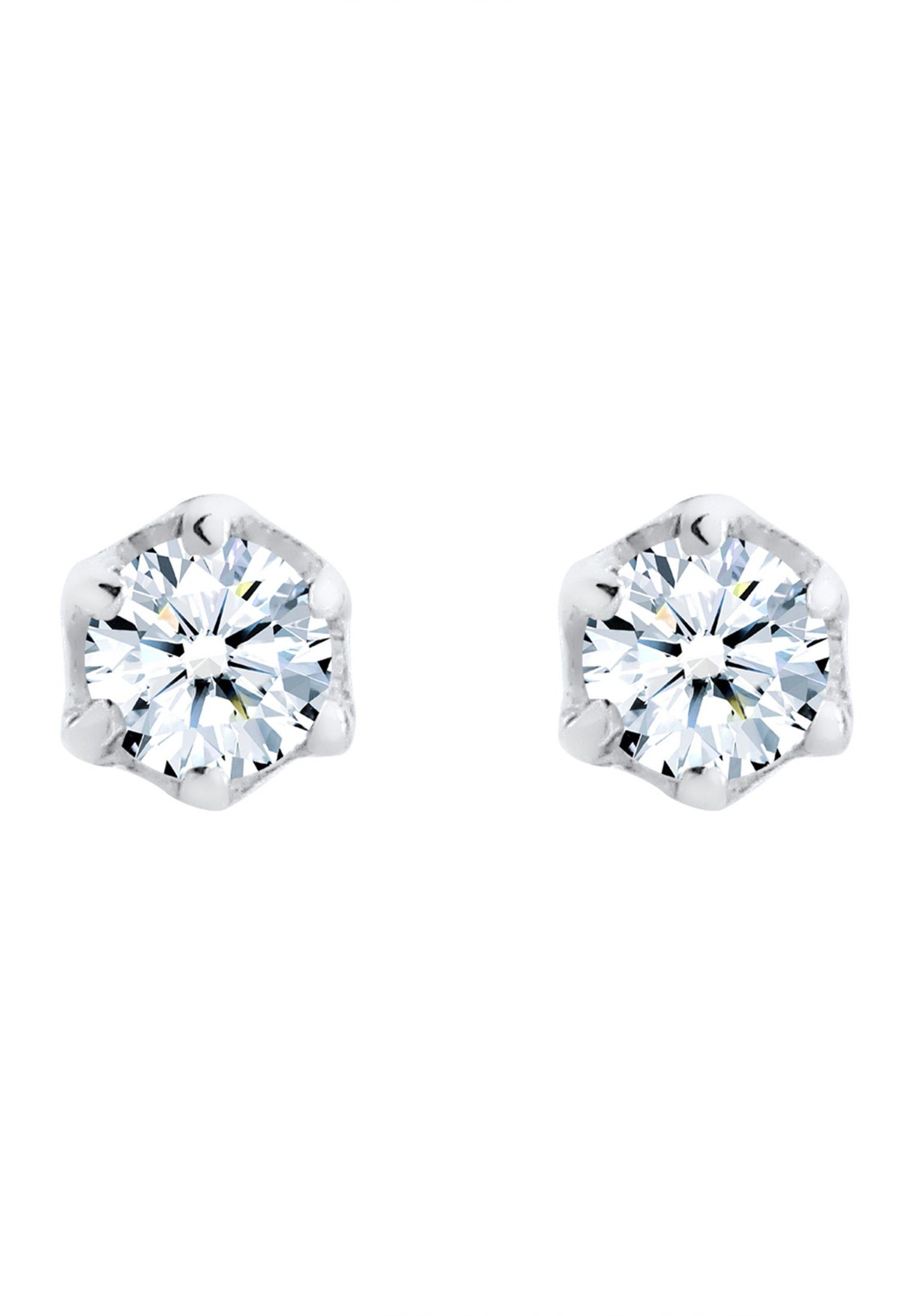 Stecker 925 Design Luxuriöser Diamant klassischen 0.06 Paar Ohrschmuck Elli im Solitär Ohrstecker Silber, DIAMONDS ct.