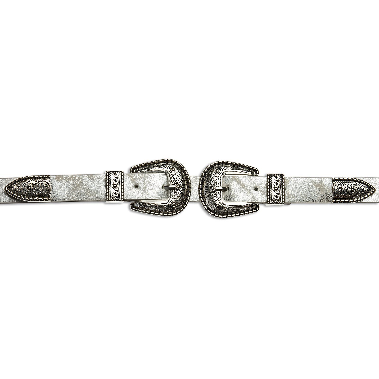 silber Westerngürtel GU316 / Damen stylischer Taillengürtel mit Doppelschnalle Trachtengürtel Caspar