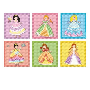 PlayMais Kreativset Mosaic Dream Princess 160178, (Set, 2300-tlg., 6 Karten zum Bekleben, Anleitung und Zubehör), Kreativset Prinzessin basteln schneiden