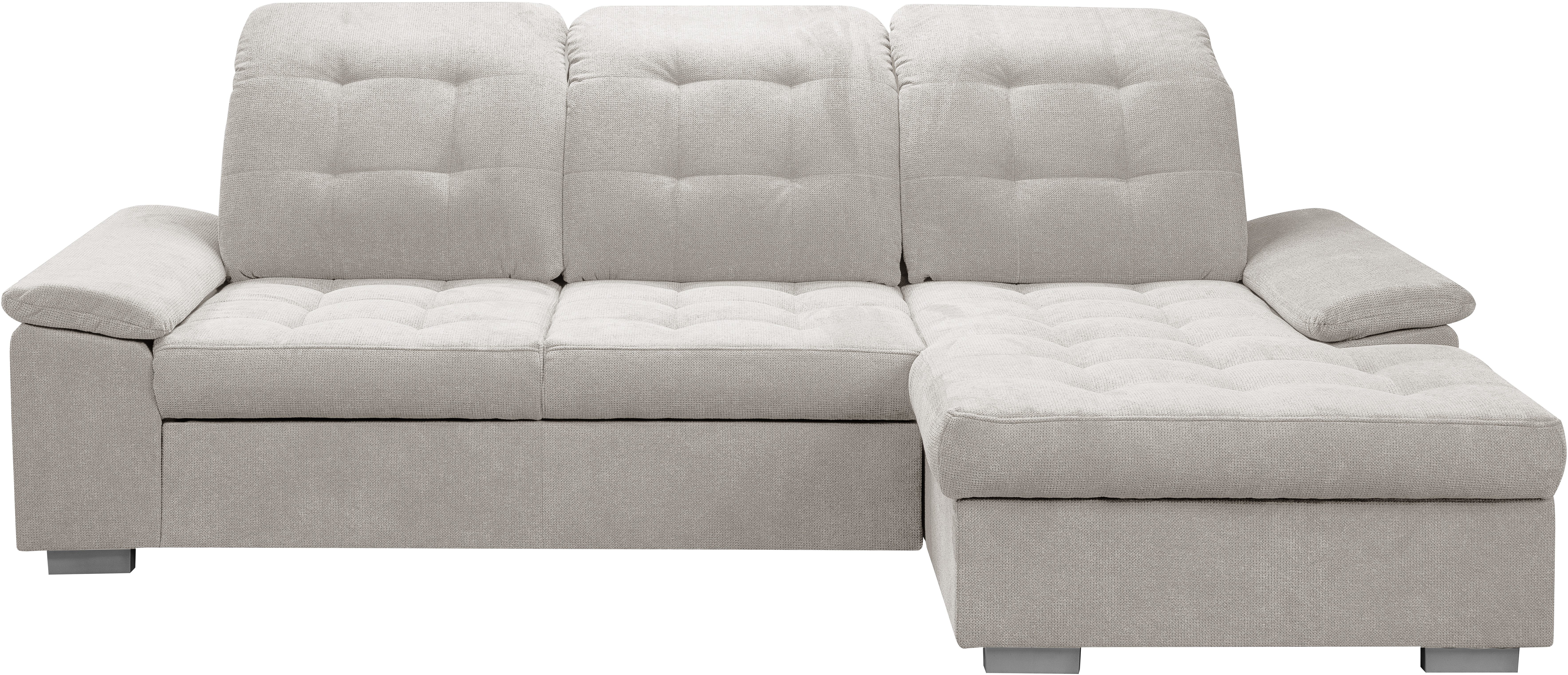 WERK2 Ecksofa Carmen 264 cm breit L-Form Sofa Schlaffunktion Kopfstützen verstellbar, Schlafcouch mit Bettkasten, Eckcouch wahlw. mit Sitztiefenverstellung