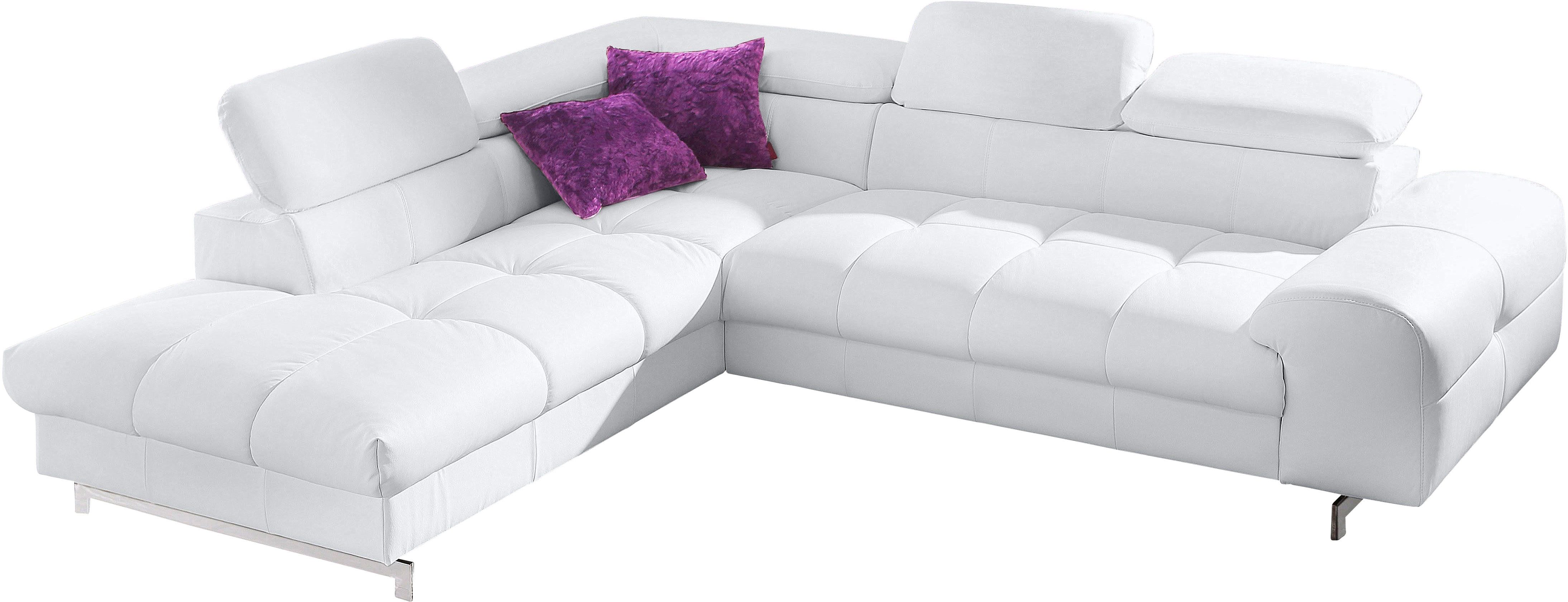 COTTA Ecksofa Chef L-Form, mit Kopfteilverstellung, edle Metallkufen, optional Schlaffunktion