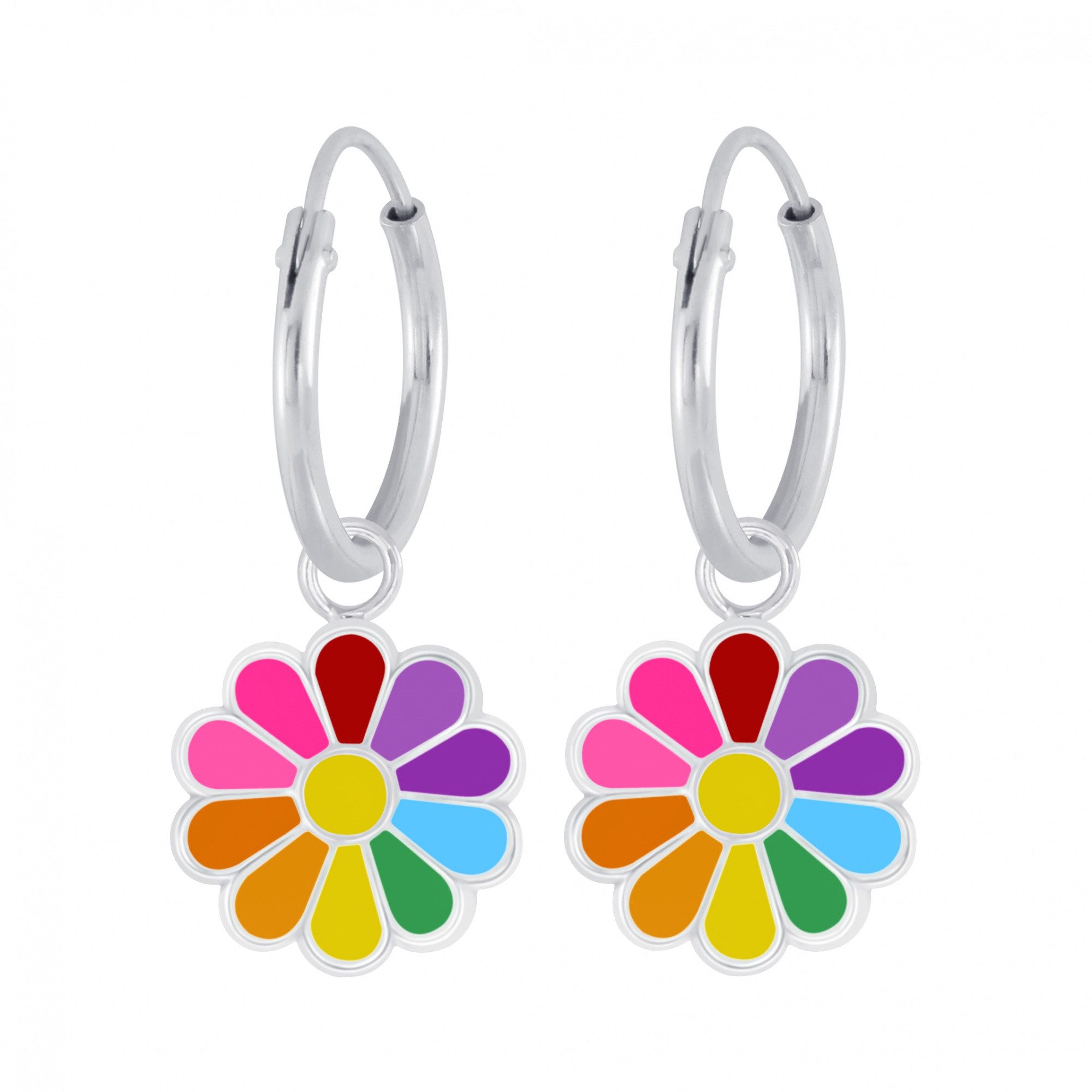 ALEXANDER YORK Paar Creolen CHARM BLUME regenbogenfarben, 2-tlg., 925 Sterling Silber