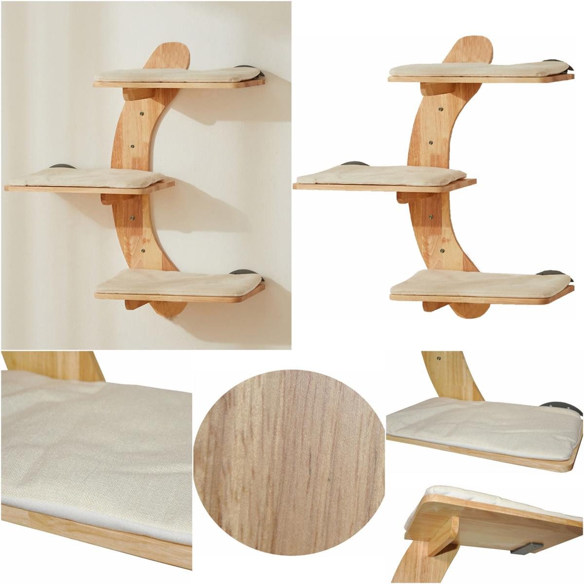 nanook Kratzbaum Katzen Kletterwand 3-stufig Wandkratzbaum