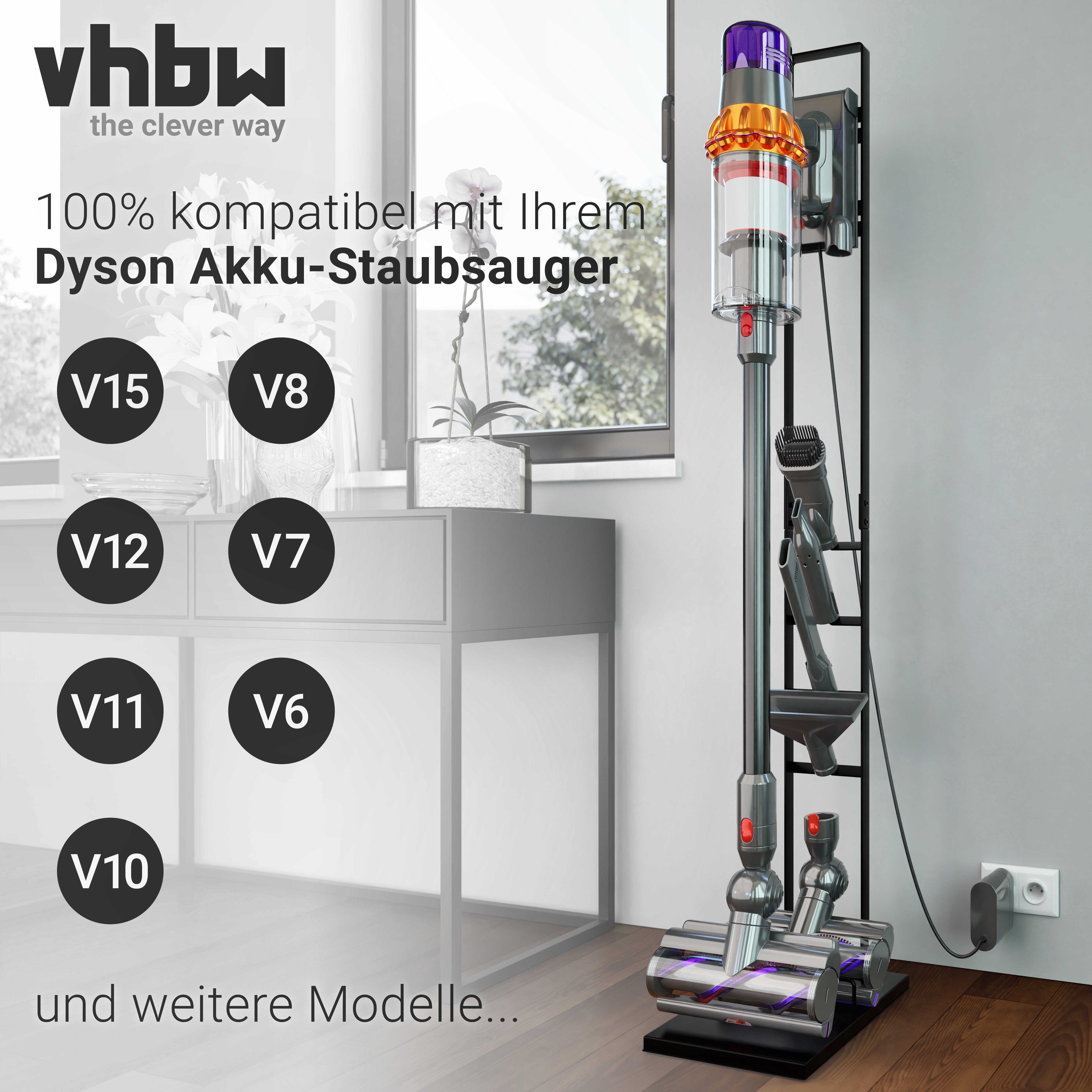 vhbw Standhalterung passend für Dyson V12 Detect Slim Absolute, V15 Detect Absolute Staubs, (1-tlg., Hochwertiger Aufbewahrungsständer für Ihren kabellosen Akku – Bild 2 von 5