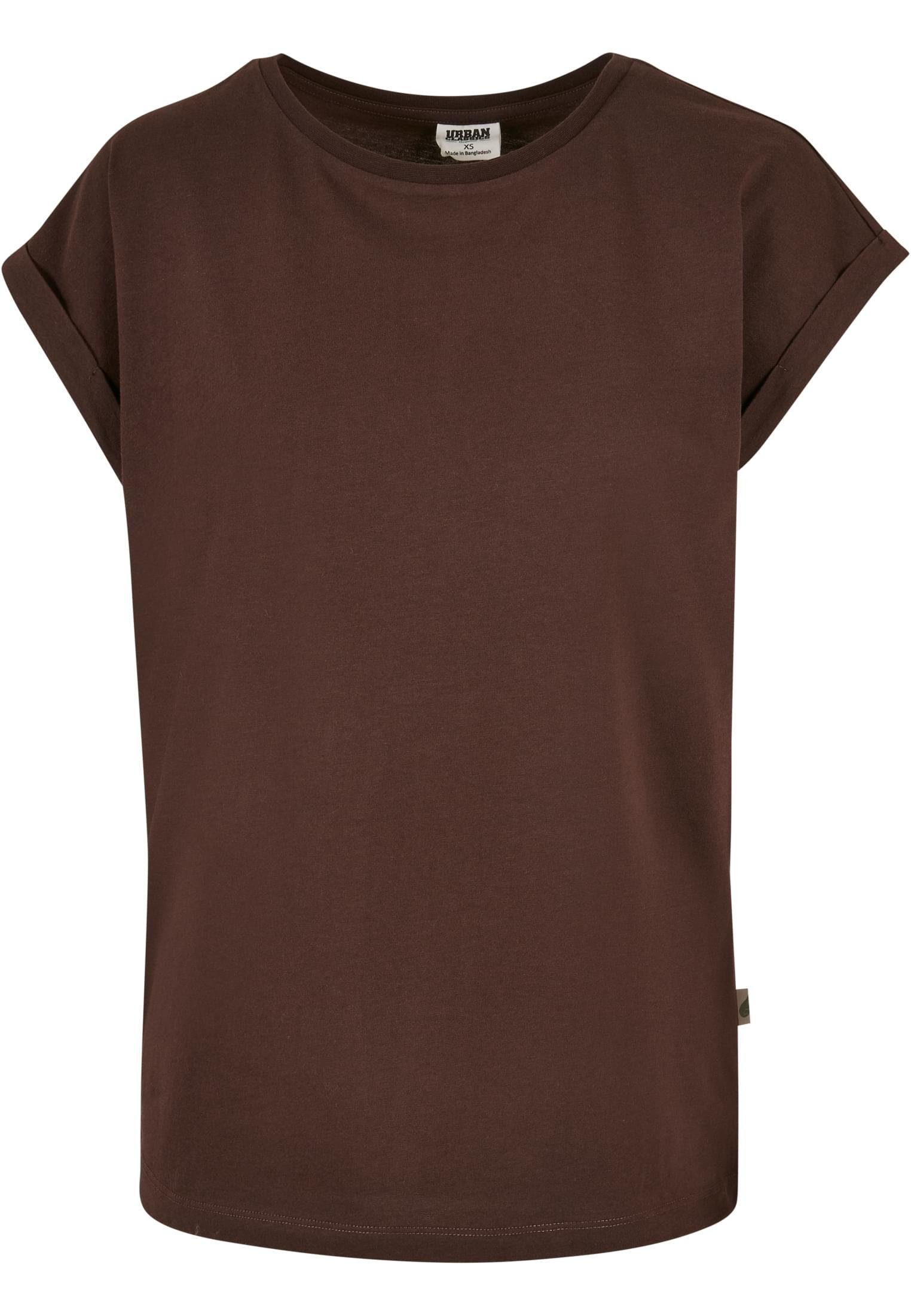 URBAN CLASSICS Kurzarmshirt Damen Ladies Organic Extended Shoulder Tee (1-tlg) brown