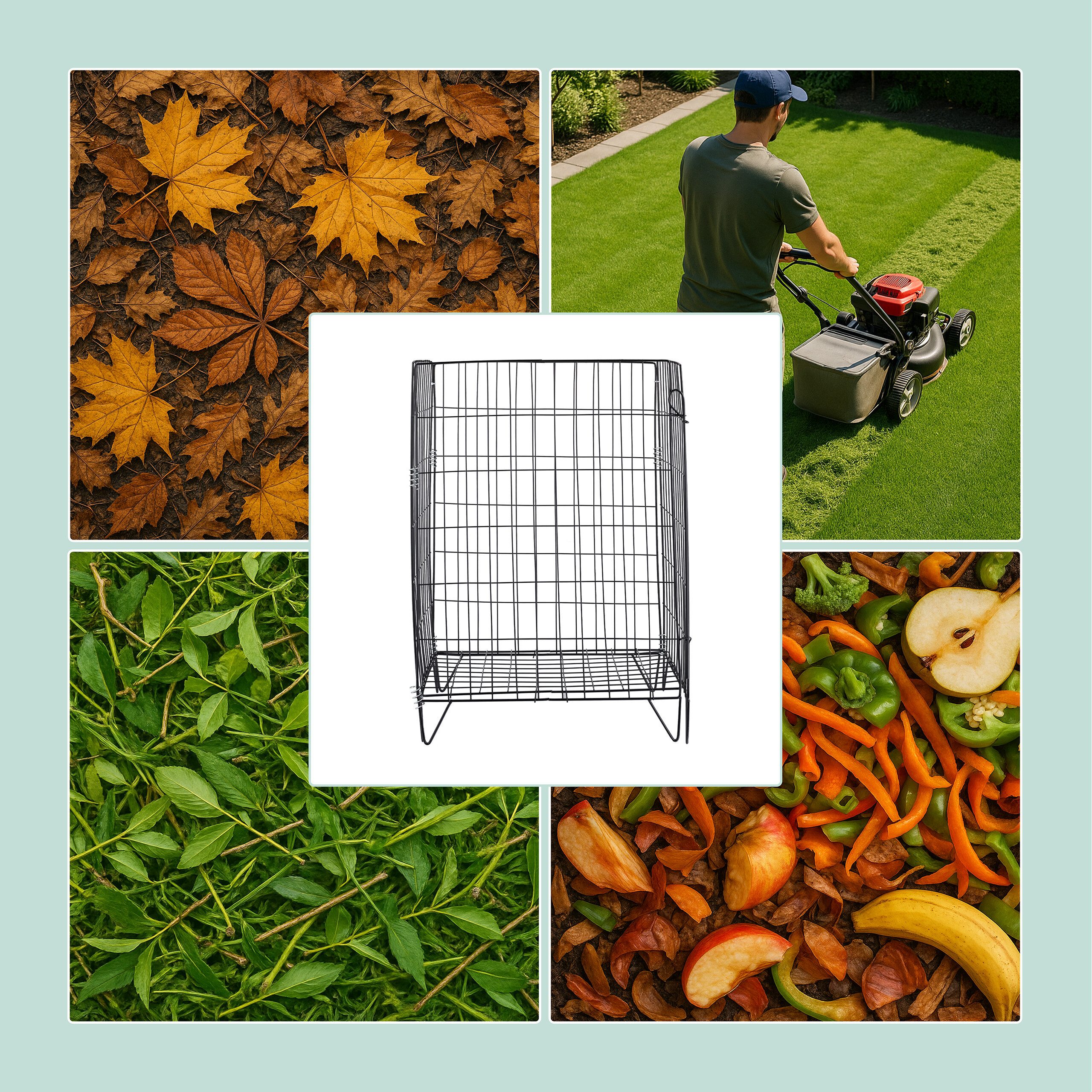 relaxdays Komposter Metall mit Bodengitter 2er Set, BxTxH: 46x46x68 cm