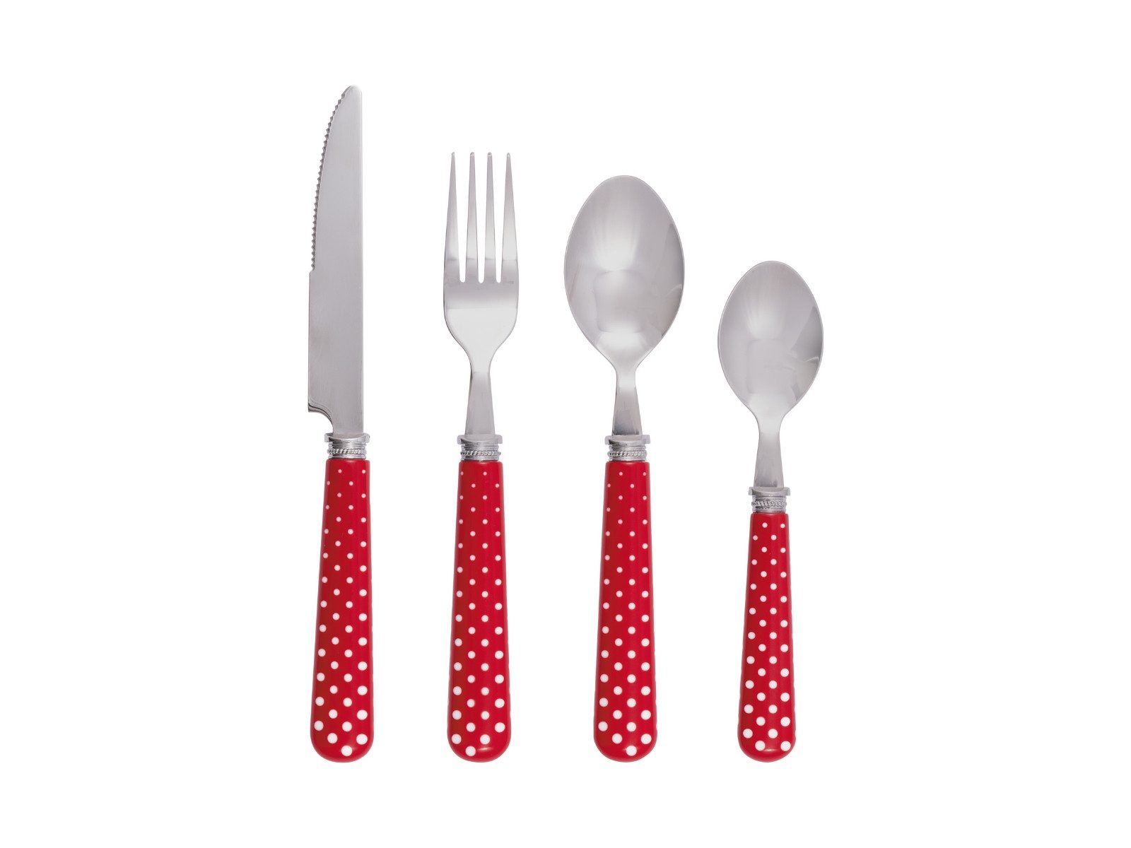 Greengate Besteck-Set Dotty Besteckset rot 4tlg, Acrylic