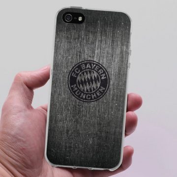 DeinDesign Handyhülle Metallic Look FCB FC Bayern München Metalllook FCB Logo einfarbig, Apple iPhone 5 Silikon Hülle Bumper Case Handy Schutzhülle