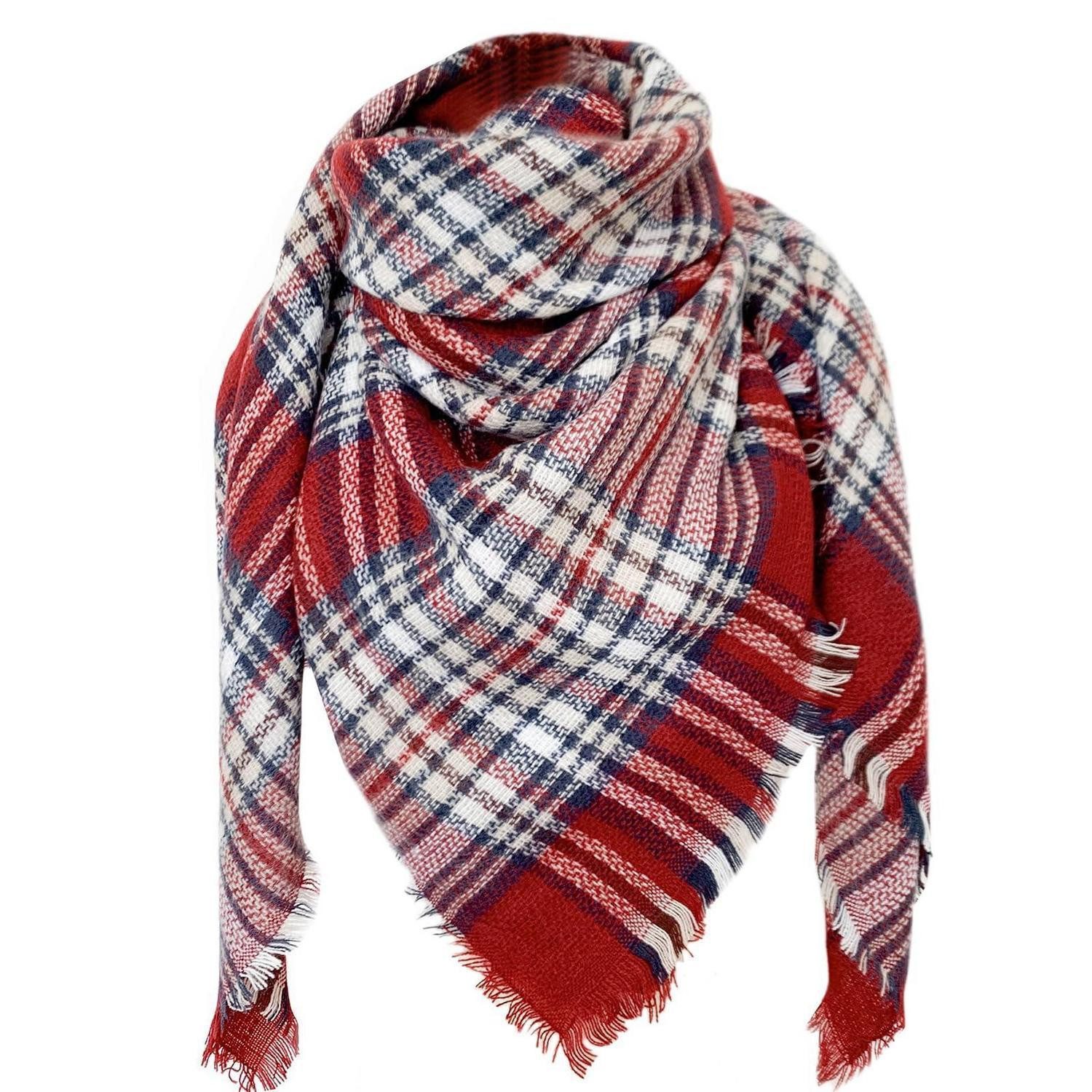 LuxusKollektion Modeschal Tartan Schal Plaid Weiß Rot, (1-St)