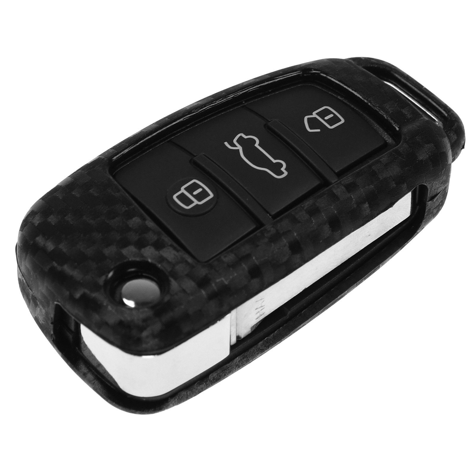 mt-key Schlüsseltasche Autoschlüssel Softcase Silikon S3 4L A3 8P A4 S1 für A1 TT C6 Q3 Schutzhülle Audi A6 im Look, 8J 8V Carbon 8X B7 8U R8 Q7 S6