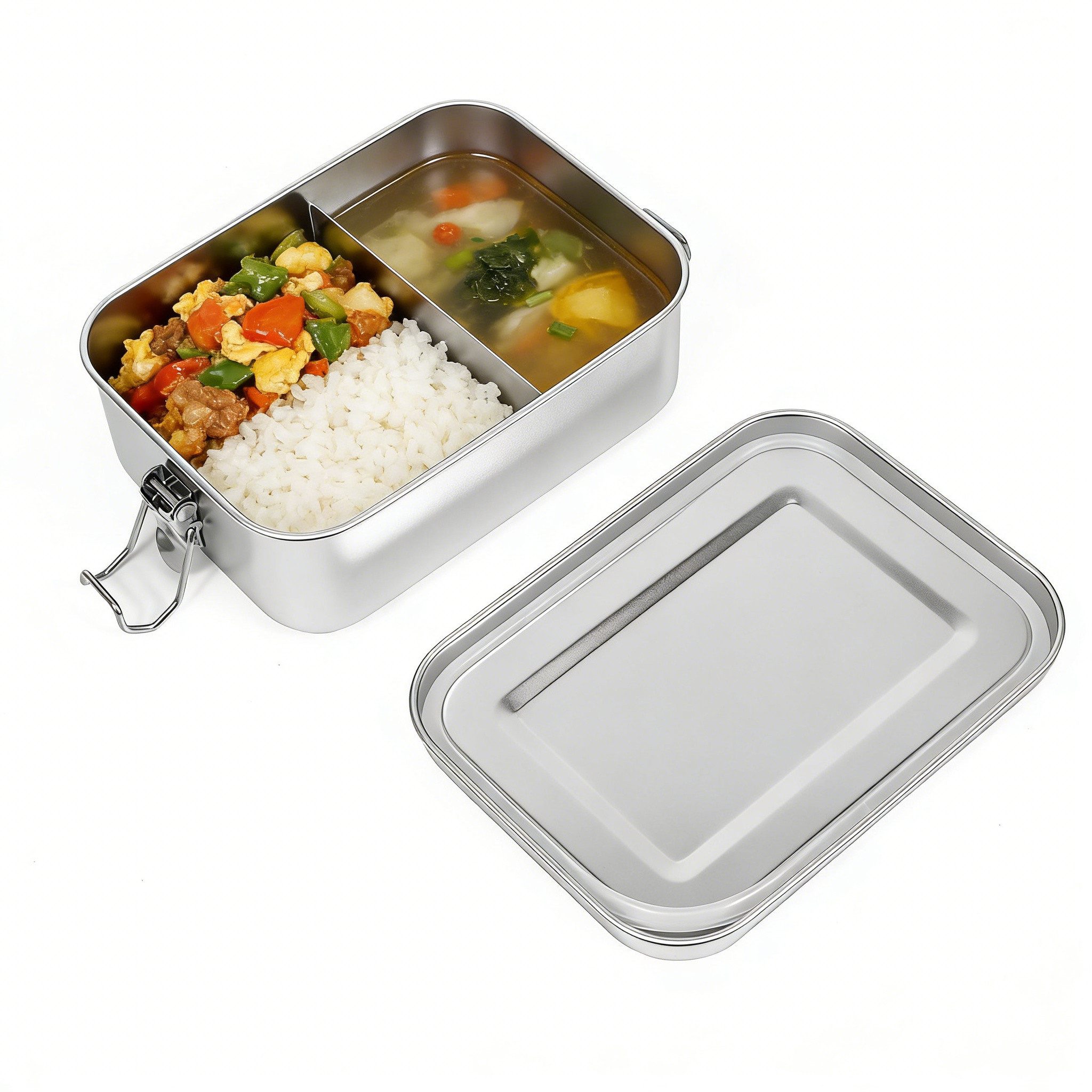 BlingBin Lunchbox 850ml/1400ml Auslaufsichere Bento-Box Brotzeit-Dose aus Edelstahl, Edelstahl, (1er Set, 1-tlg., Fassungsvermögen: 850ml), Lunchbox, Vesperdose, Pausenbrot, für Erwachsene & Kinder