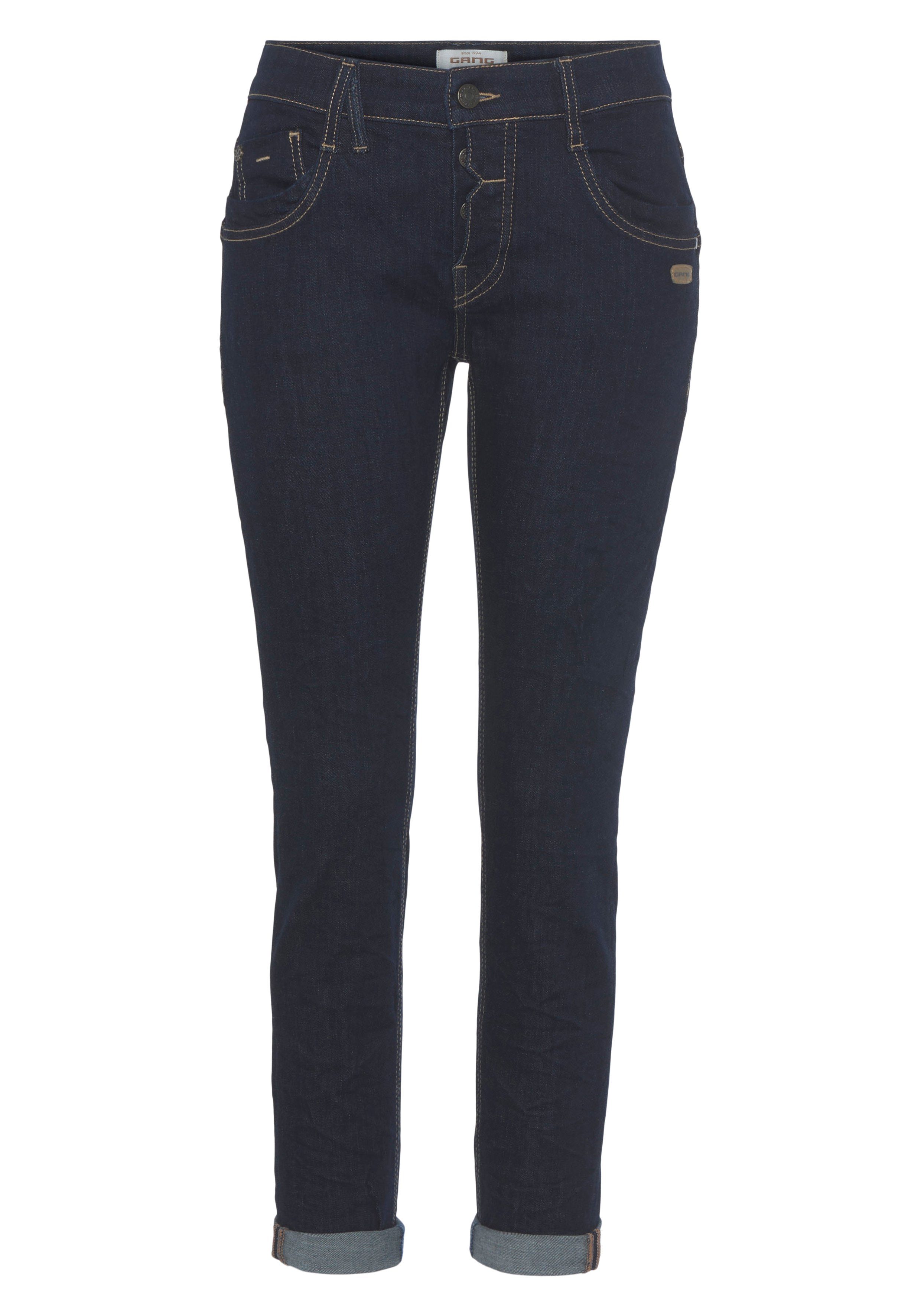 GANG Relax-fit-Jeans 94Gerda offener halb mit Knopfleiste prewashed