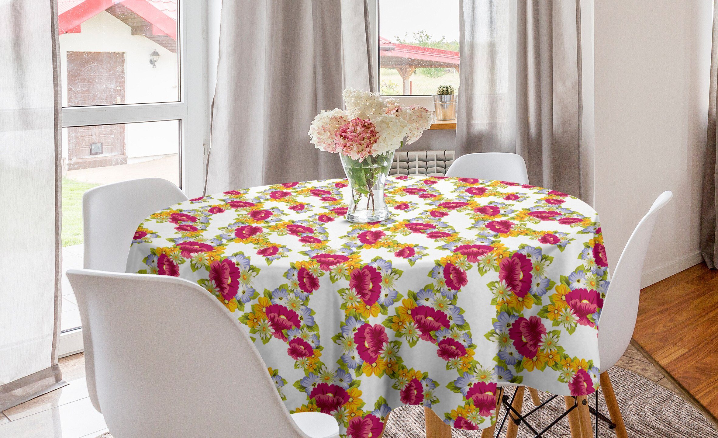 Küche Frühling Esszimmer Lively Dekoration, für Garten Kreis Abdeckung Tischdecke Frühjahr Abakuhaus Tischdecke