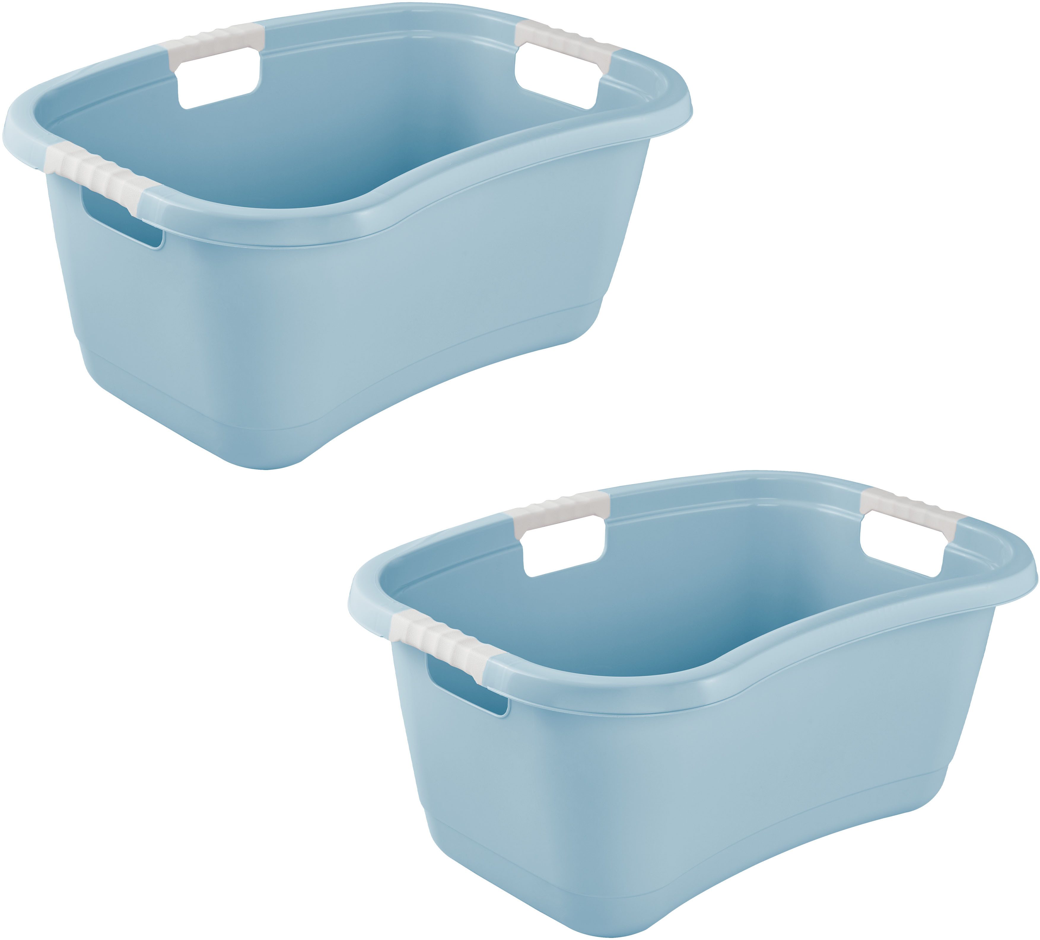 keeeper Wäschewanne janne, 2er Set, Wanne mit Softgriffen, 65 x 45 x 28 cm, 50 l (Set, 2 St), ergonomische Form, komfortable Softgriffe, Hüftstütze