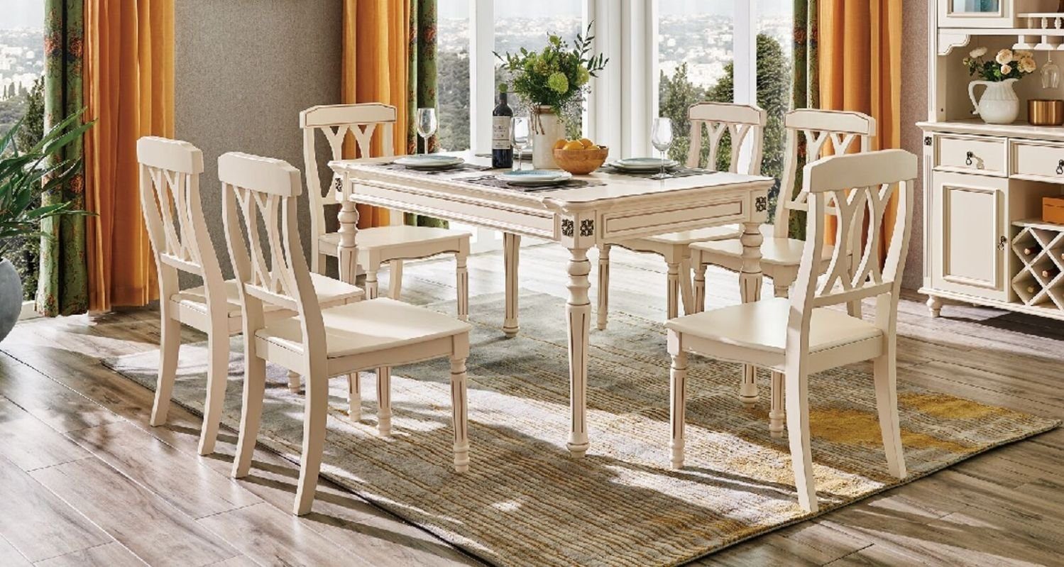 JVmoebel Essgruppe, Esszimmer Esstisch 6x Stühle Ess Set Holz Gruppe