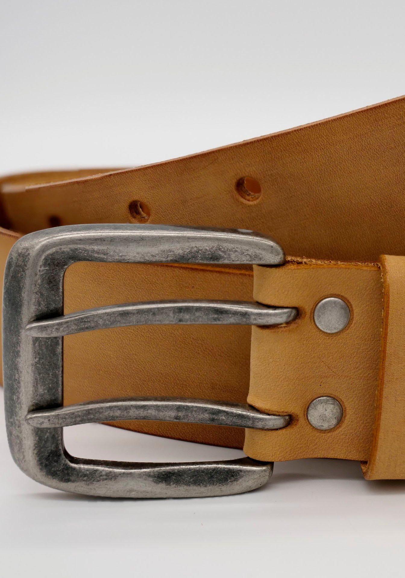 AnnaMatoni Ledergürtel Mit Doppeldorn-Schließe im Vintage-Look günstig online kaufen