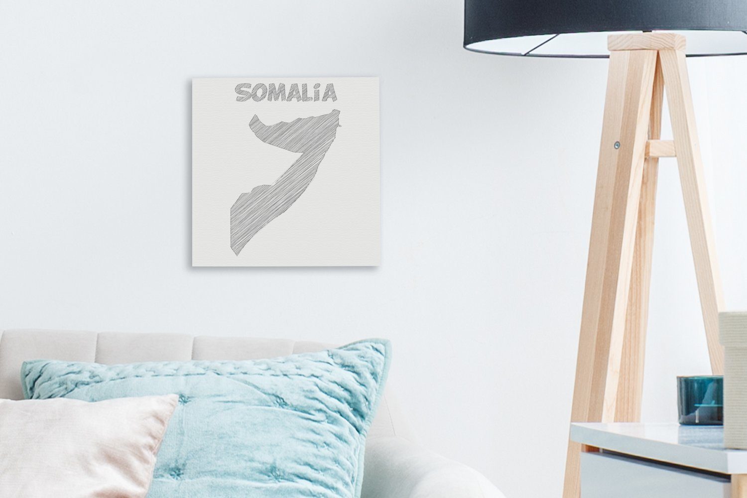 OneMillionCanvasses® Illustration Somalia, einer Bilder Wohnzimmer von Schlafzimmer für Skizze Leinwandbild Leinwand (1 St),