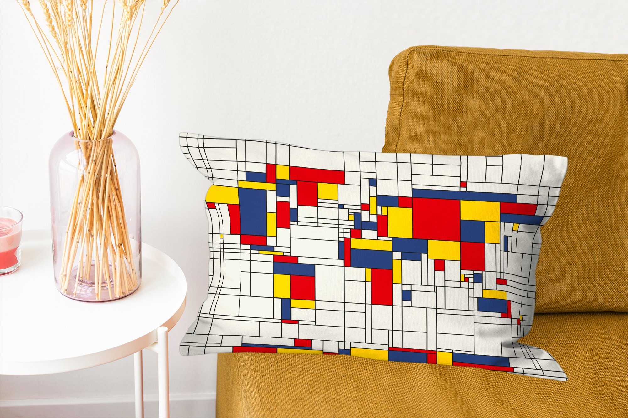 MuchoWow Dekokissen Weltkarte Mondrian Wohzimmer Dekokissen - Kinder, Kinder - Dekoration, - - - Junge mit Zierkissen, Füllung, Farben - Mädchen Schlafzimmer