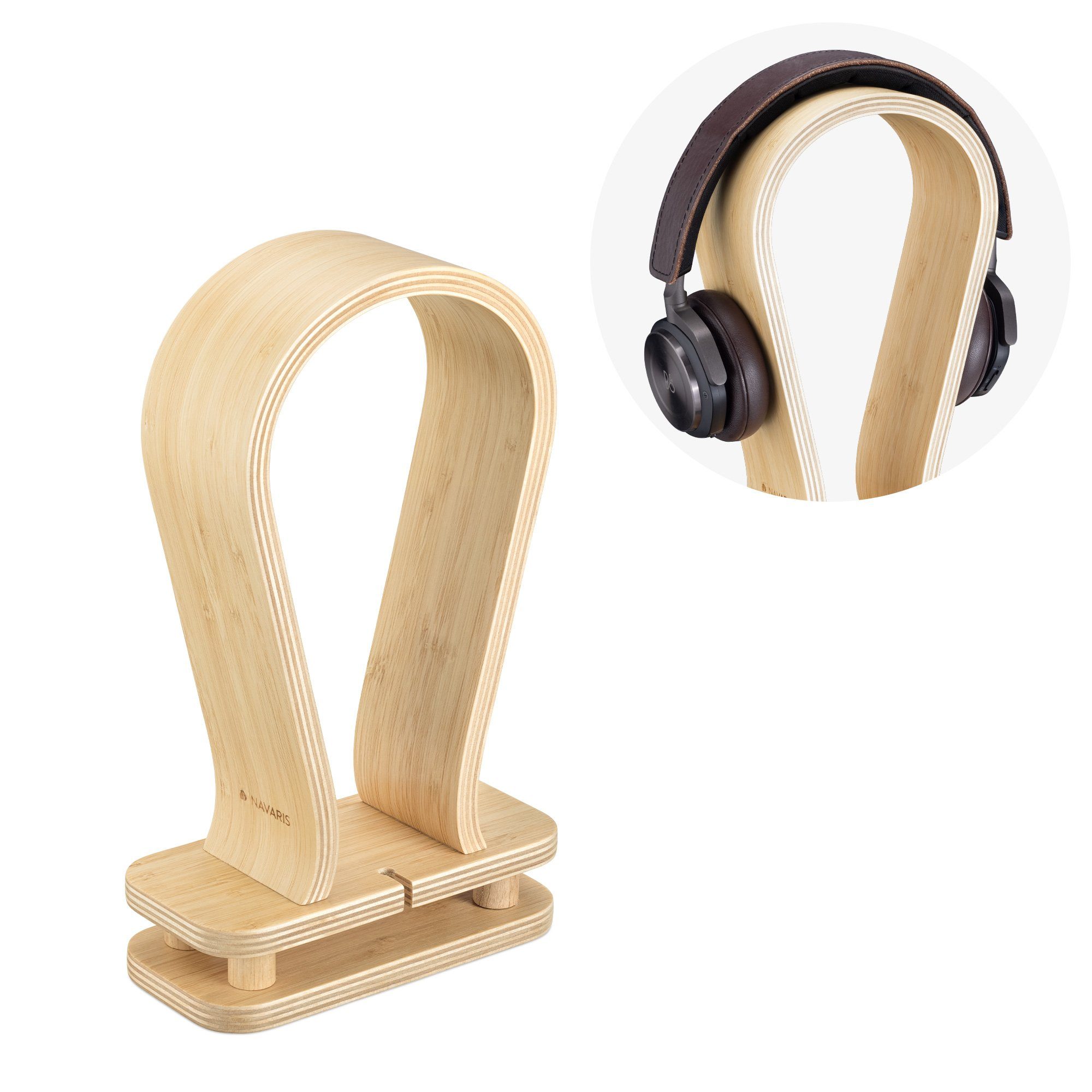Navaris Universal Kopfhörerhalter mit Kabelhalterung - aus Bambus Halterung, (1-tlg)