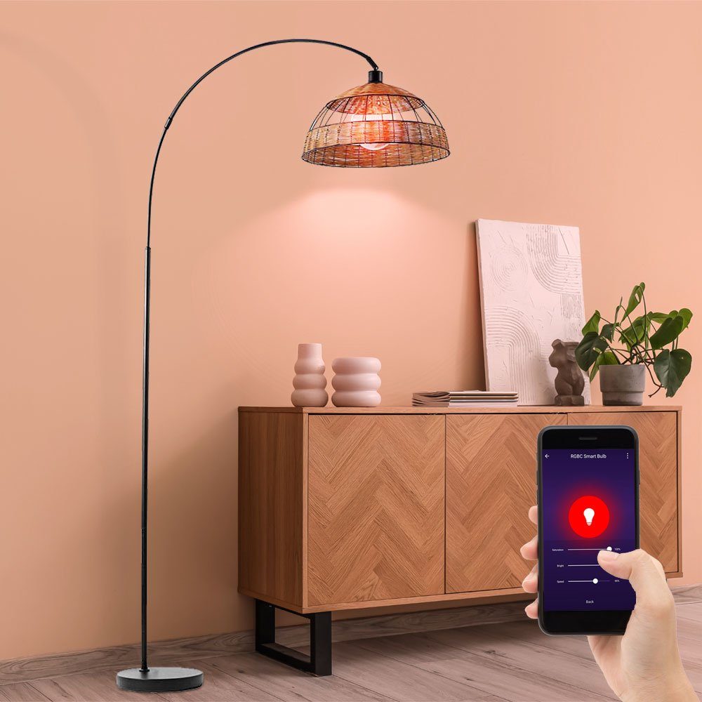 etc-shop LED Stehlampe, Leuchtmittel inklusive, Kaltweiß, Warmweiß, Neutralweiß, Tageslichtweiß, Farbwechsel, Bogenleuchte Stehlampe höhenverstellbar Dimmer Fernbedienung LED RGB