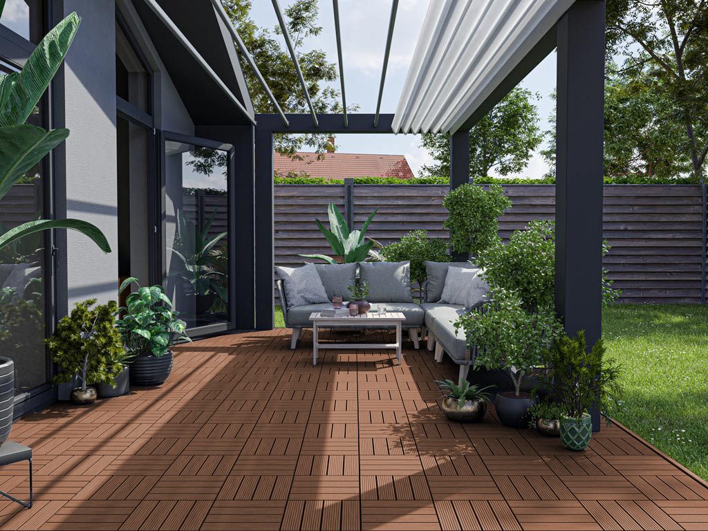 Outgarden Terrassenplatte WPC-Terrassenfliese Basic braun, WPC 30x30, Braun
