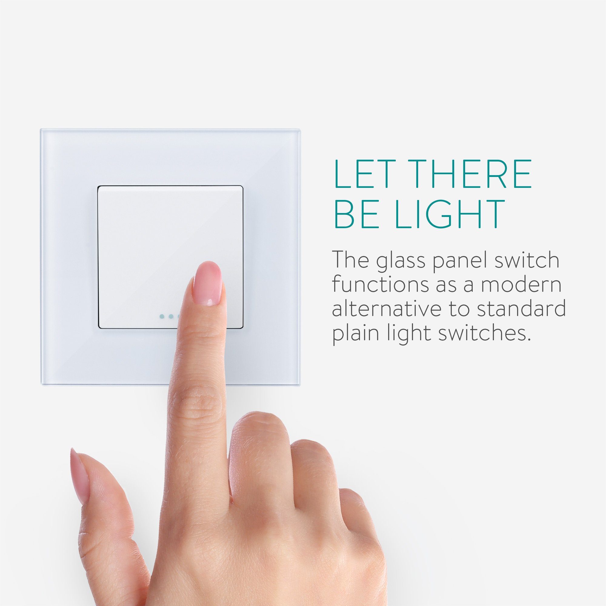 Weiß Wechselschalter Design mit Glas Kippschalter Glasrahmen Lichtschalter Navaris - Licht
