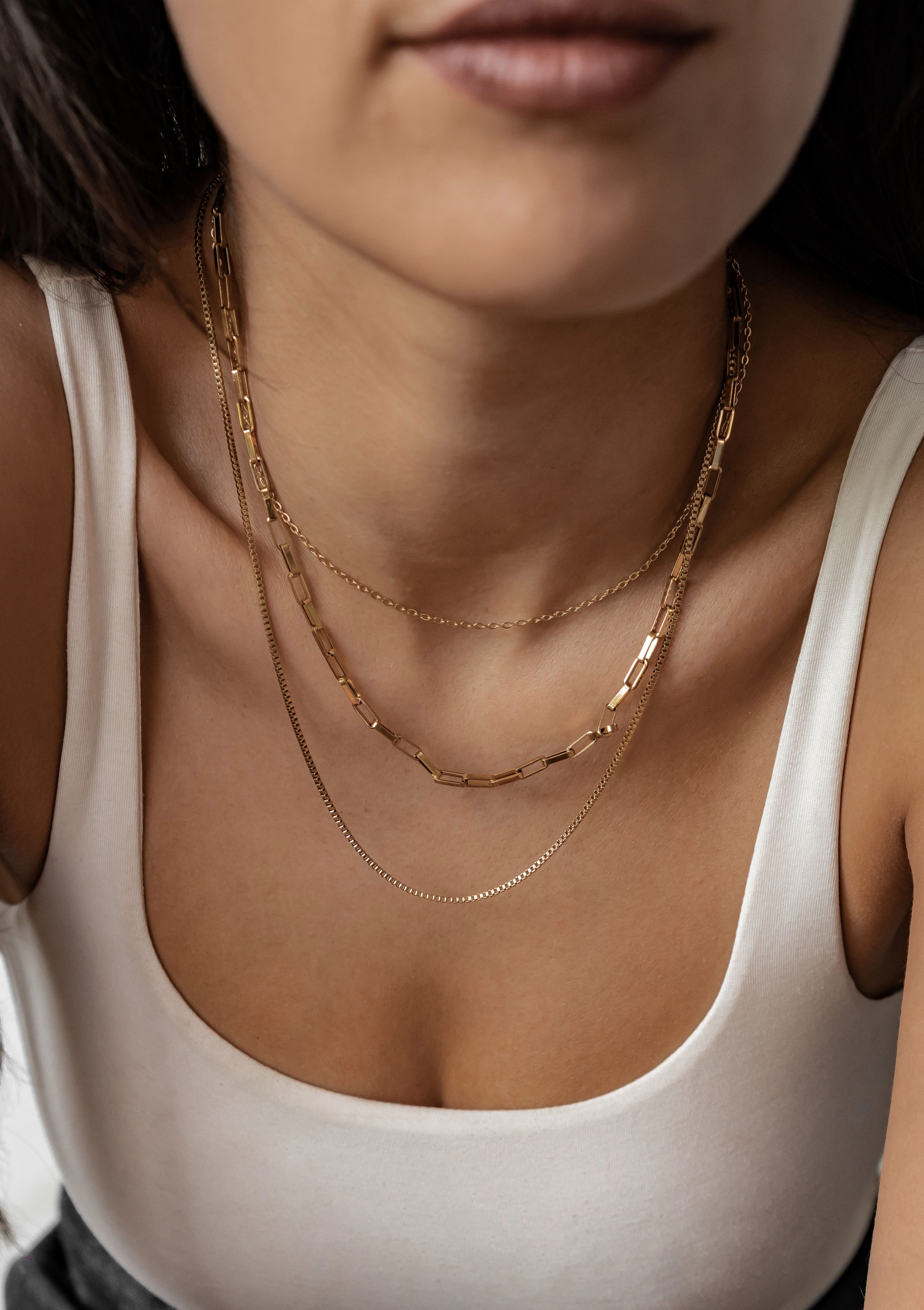 Hey Happiness Statementkette Triple Chic Geo, Damen Layer Gliederkette, Rol günstig online kaufen