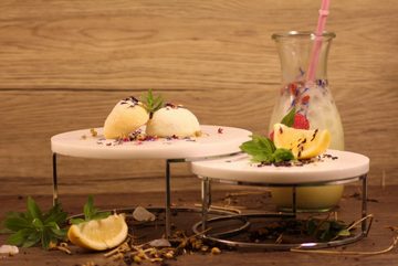 ECHTWERK Etagere Marmor Etagere, Marmor, für Obst, Käse und Dessert mit 2 Ebenen, Ø Marmorplatten ca. 17/ 20 cm