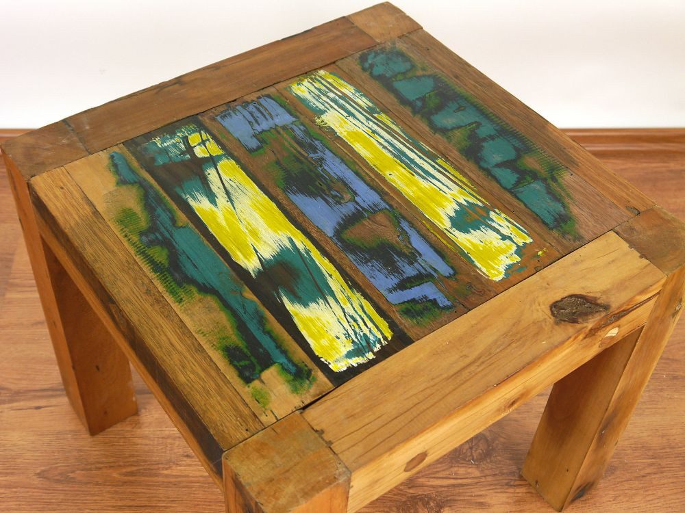 livasia Couchtisch livasia Couchtisch aus Java, recyceltes Teakholz/Bootsholz 50x50x45cm