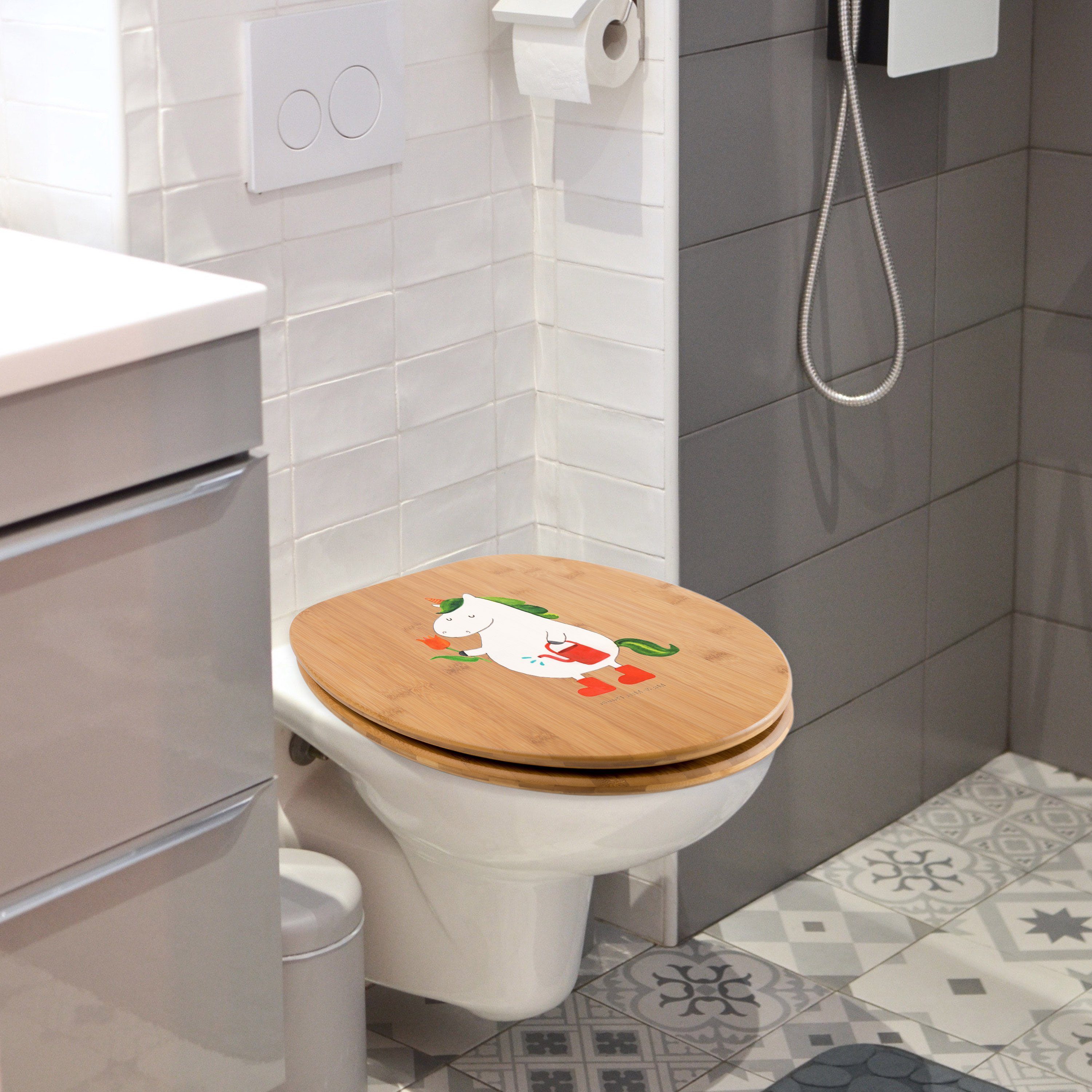 Mr. & Mrs. Panda WC-Sitz Einhorn Gärtner, Toilettendeckel, Transparent, Toilettendeckel, klo d (Packung), Klodeckel wc deckel mdf Motiv Toilettendeckel
