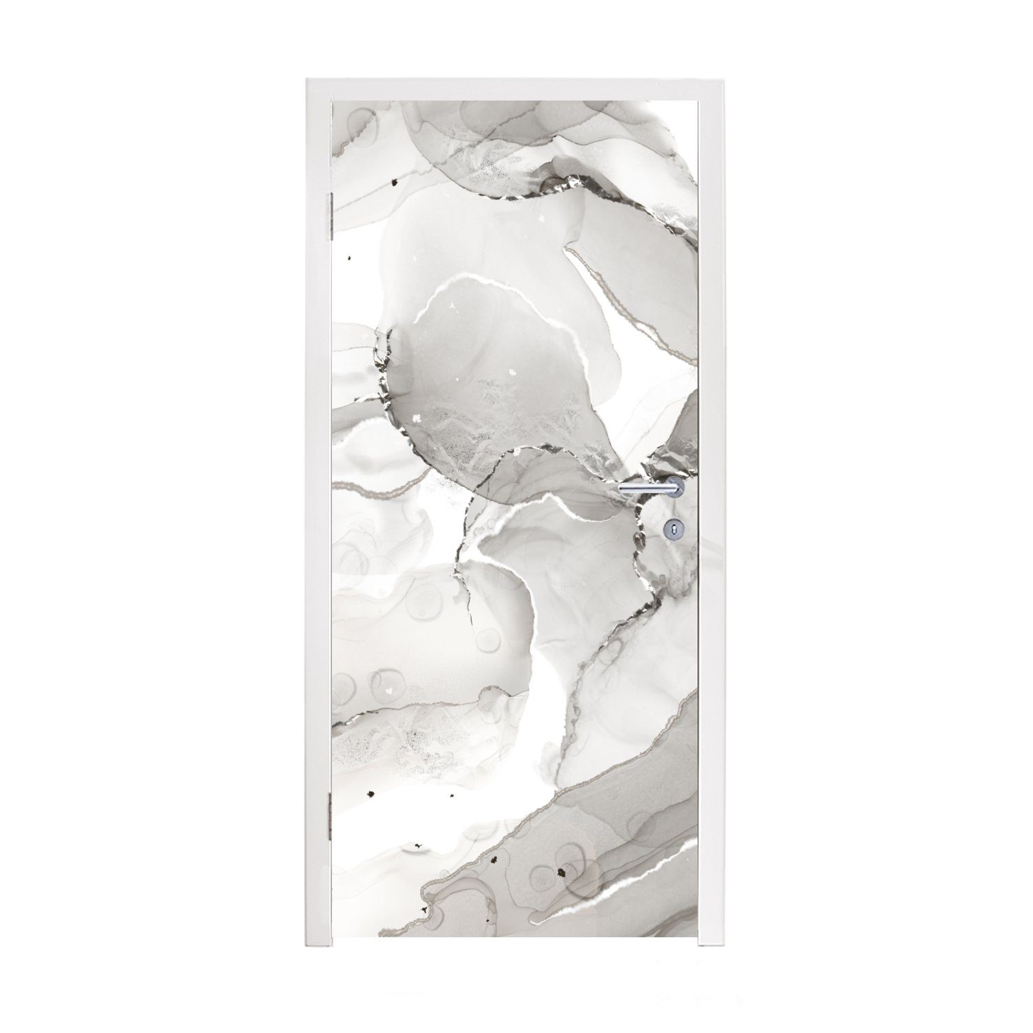 MuchoWow Türtapete Marmor - Grau - Linie, Matt, bedruckt, (1 St), Fototapete für Tür, Türaufkleber, 75x205 cm