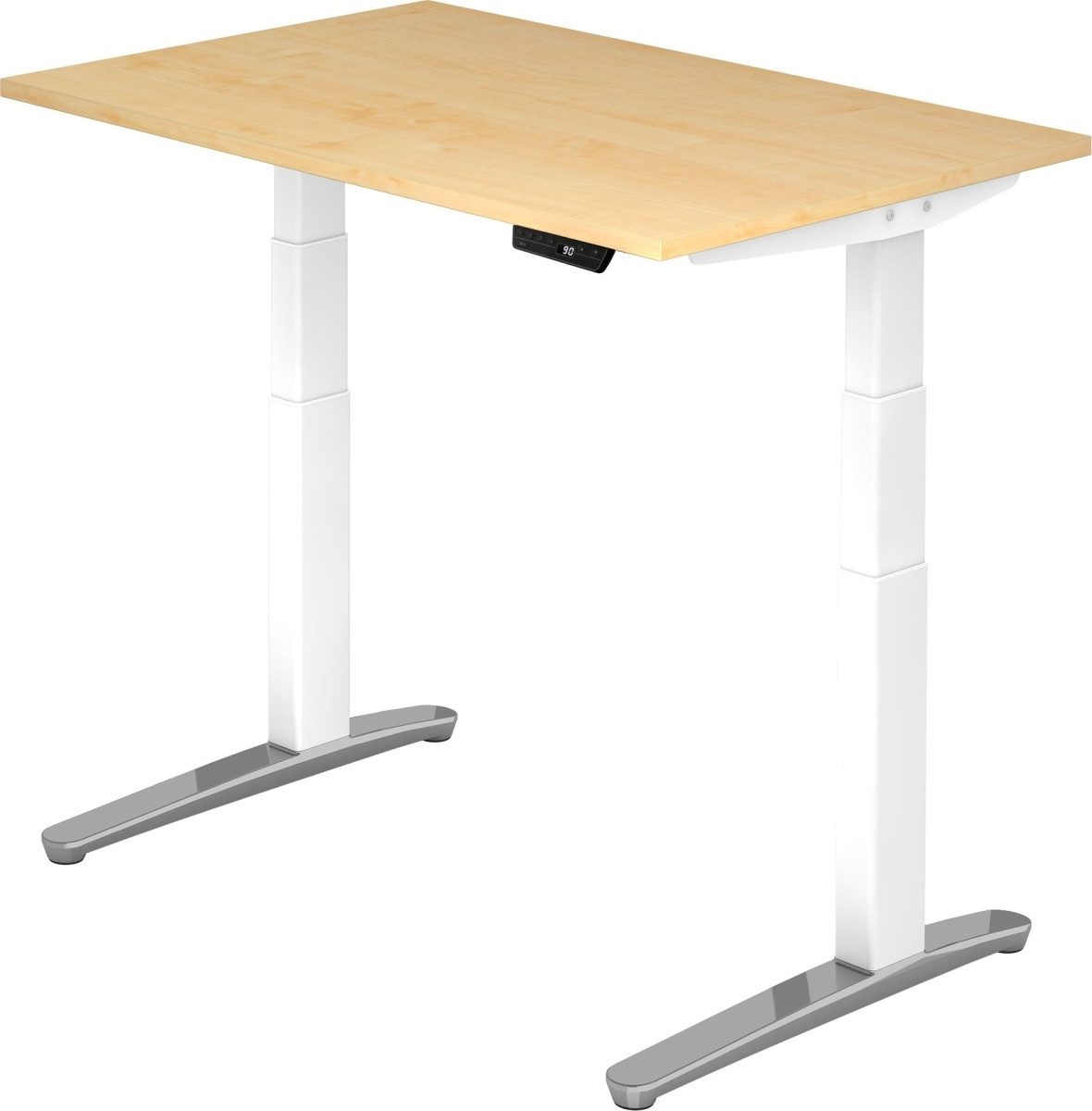 Schreibtisch Sitz-Steh-Schreibtisch elektrisch 120x80cm Ahorn/Weiß-alu