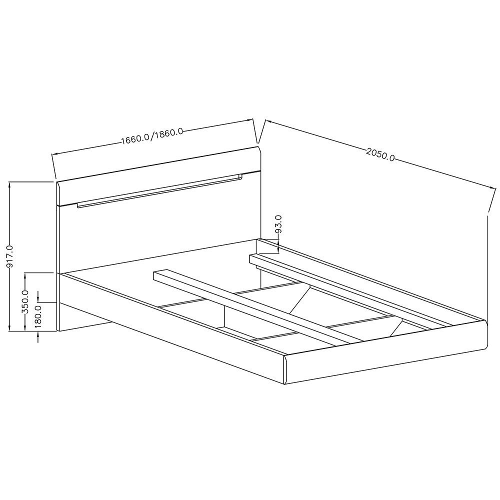 Bett Lomadox HERNING-83, Schlafzimmer-Set weiß 5-St), (Spar-Set, weiß in Hochglanz mit 160cm und schwarz mit