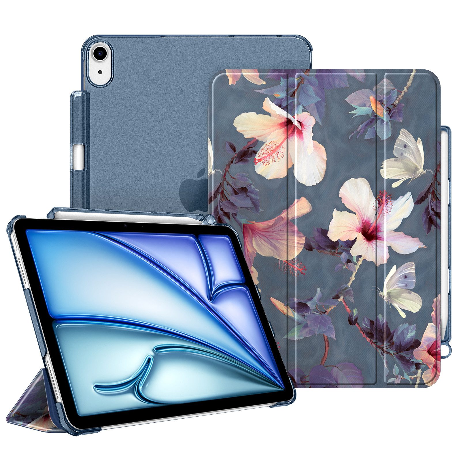 Fintie Tablet-Hülle für iPad Air 11'' M4/M3/M2(2026/2025/2024), iPad Air 5/4 Gen 2022/2020 10.9 Zoll, mit Stifthalter, ultradünne leichte Hülle mit transparenter Rückseite