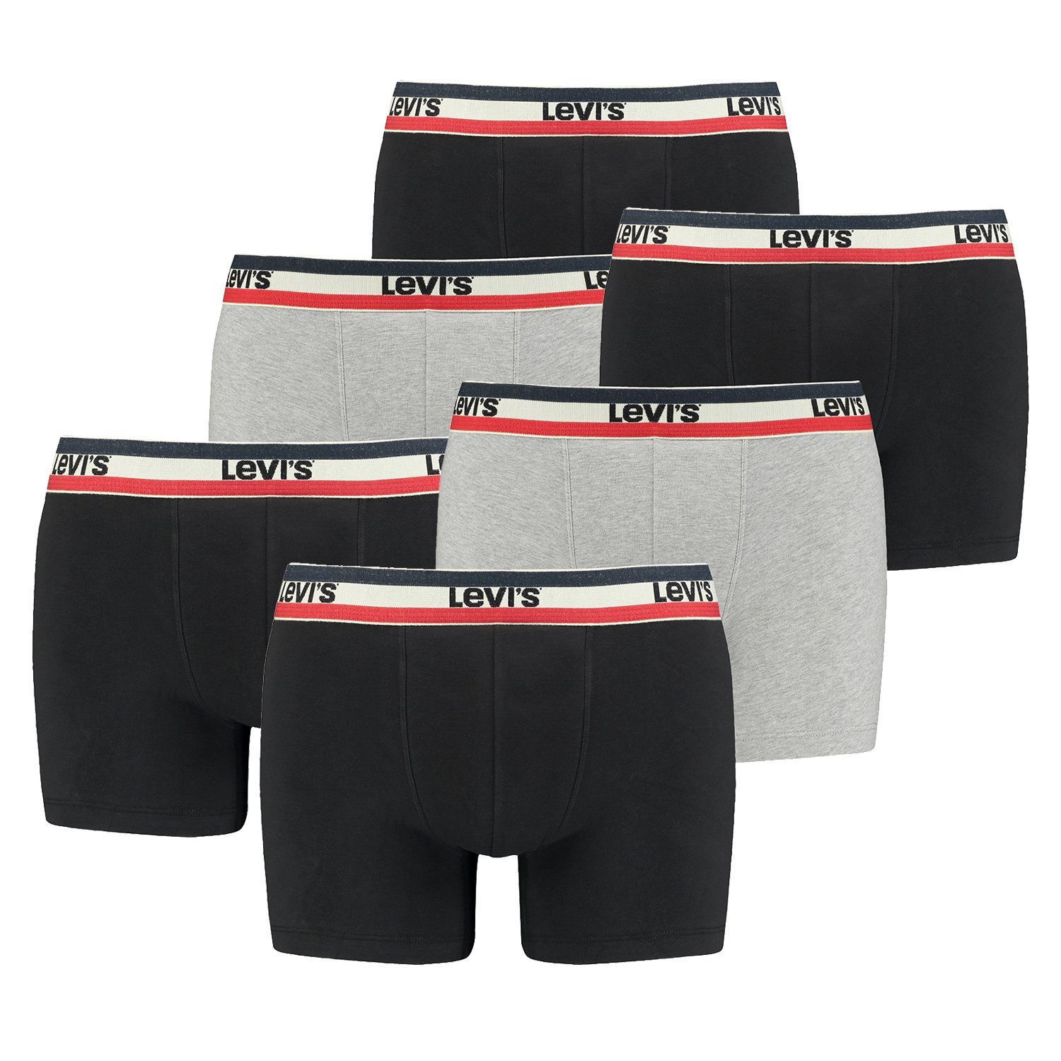 Levi's® Boxershorts LEVIS Men Sprtswr Logo Boxer 6P (6-St) Black / Grey Melange