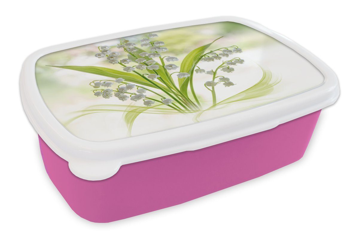 Brotbox Kunststoff Komposition (2-tlg), Lunchbox für Snackbox, von Kunststoff, rosa Brotdose MuchoWow Eine Erwachsene, kreative der Mädchen, Kinder, Dalen, Lilie