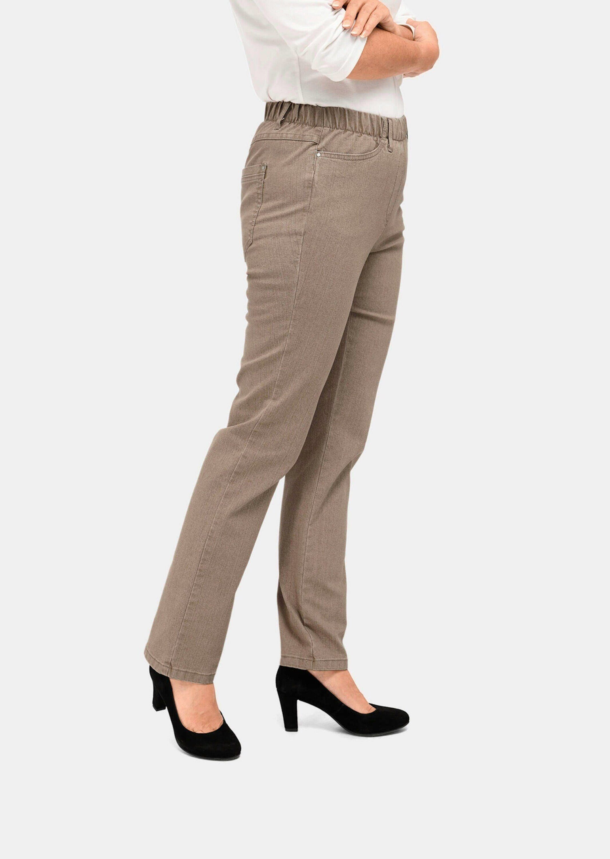 LOUISA Bequeme GOLDNER beige Klassische Jeansschlupfhose Jeans Kurzgröße: