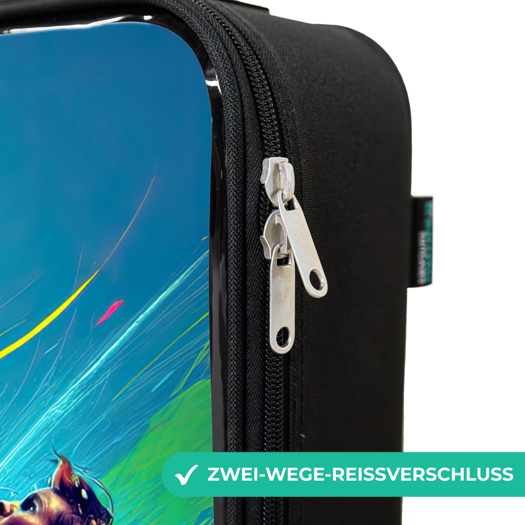 NoBoringSuitcases.com© Kinderkoffer mit leuchtende Räder - Neon - Fußball - Kick - Farbenfroh, 2 Rollen, Kinder Koffer Klein, Trolley Handgepäck, Reisekoffer – Bild 4 von 5